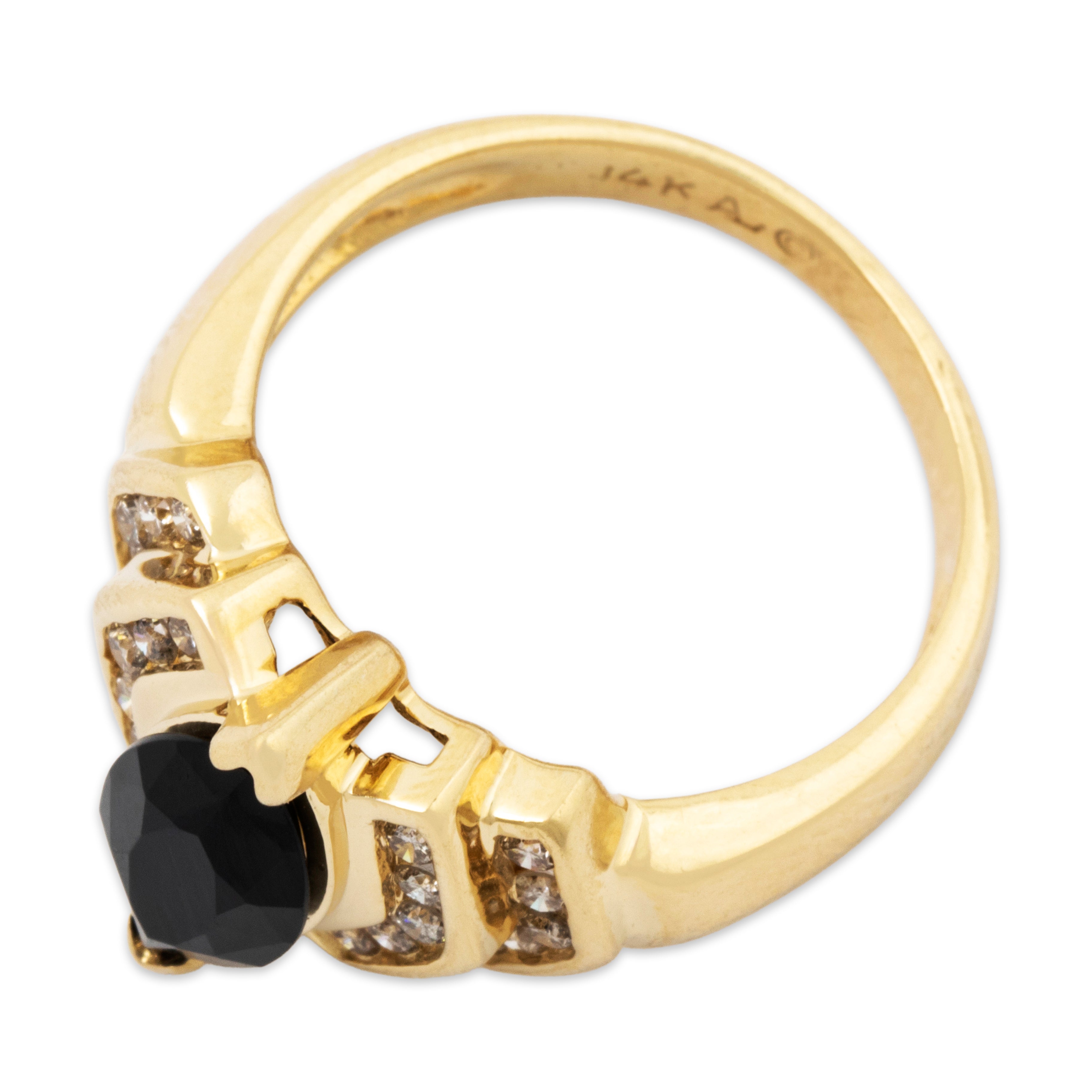 Vintage 14k Yellow Gold Onyx .32cttw Diamond Flashing Statement Ring 7.00、mySite、hinf8tx79