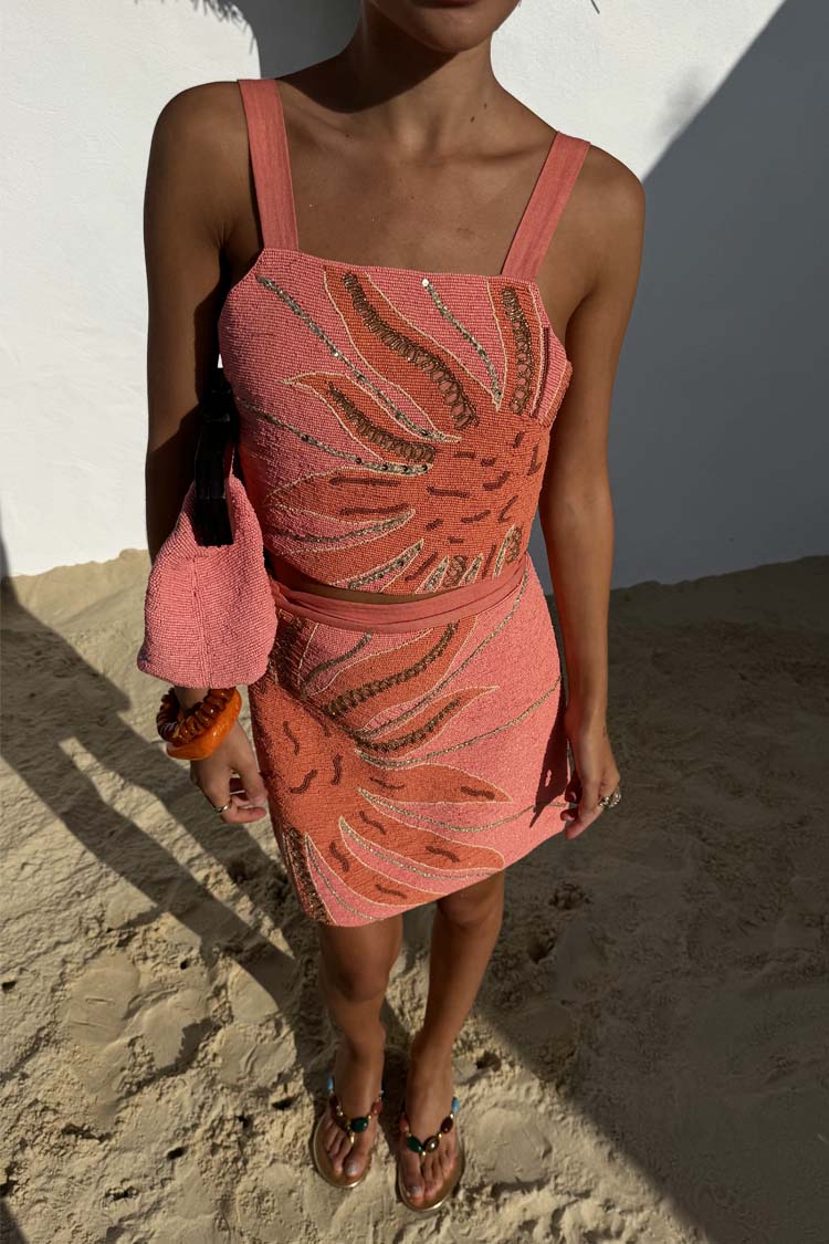 Pink Sol Beaded Wrap Skirt、mySite、solidvoid