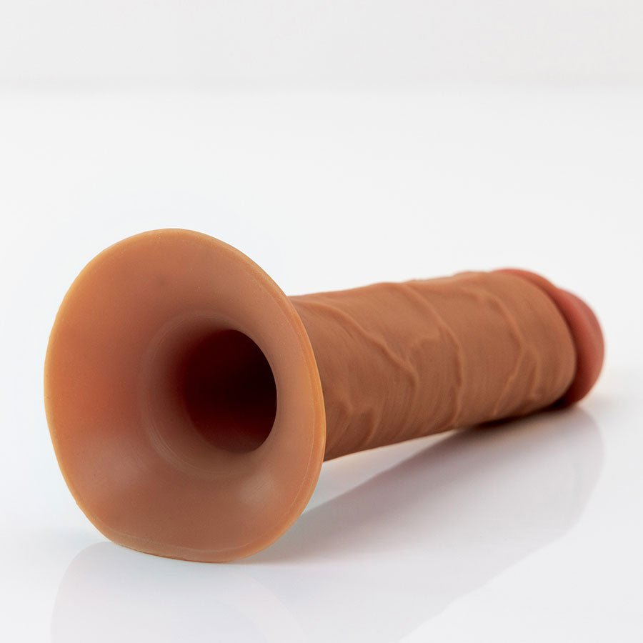 7 Inch Ultra Realistic Dual Density Mocha Brown Silicone Hollow Strap On for Men、mySite、bottomscart