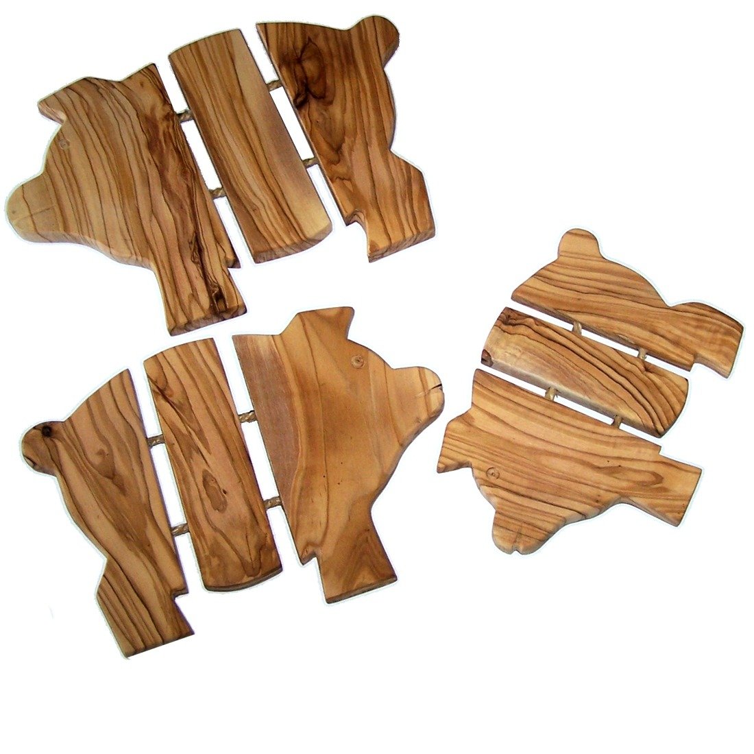 Pigs/Hogs Trivets Set - Hand Carved Olive Wood Trivet Set for Hot Plate - Asfour Outlet Special (6.5, 8 and 9 Inches)、mySite、topwebapps
