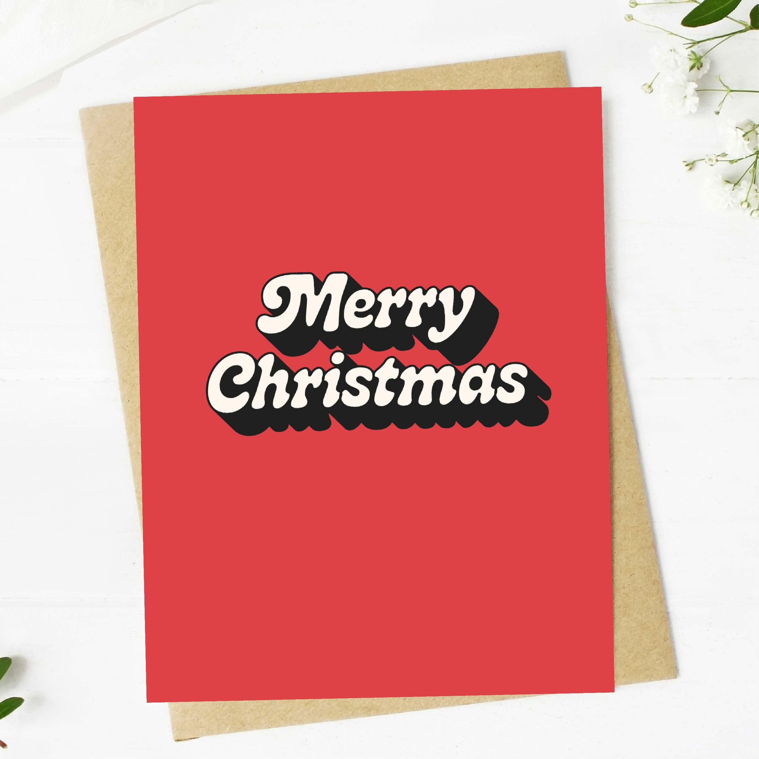  Merry Christmas Red & White Card、mySite、elrpsem3k