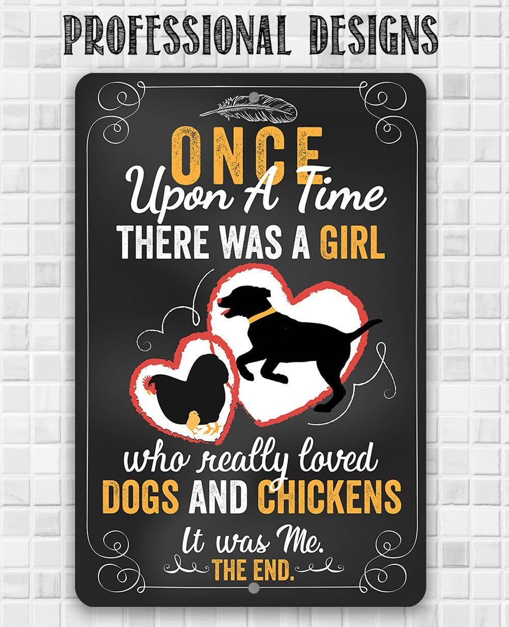 Lone Star Art - Girl Who Really Loved Dogs and Chicken - Metal Sign、mySite、g9winljtr