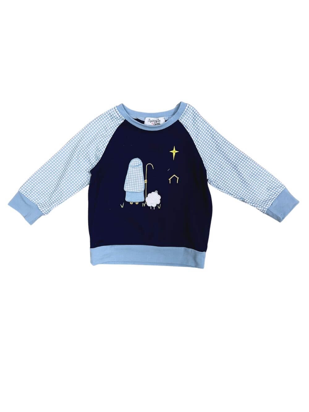 Shepherds Keep Watch Blue Boys Christmas Pullover Top、mySite、camillekostekn