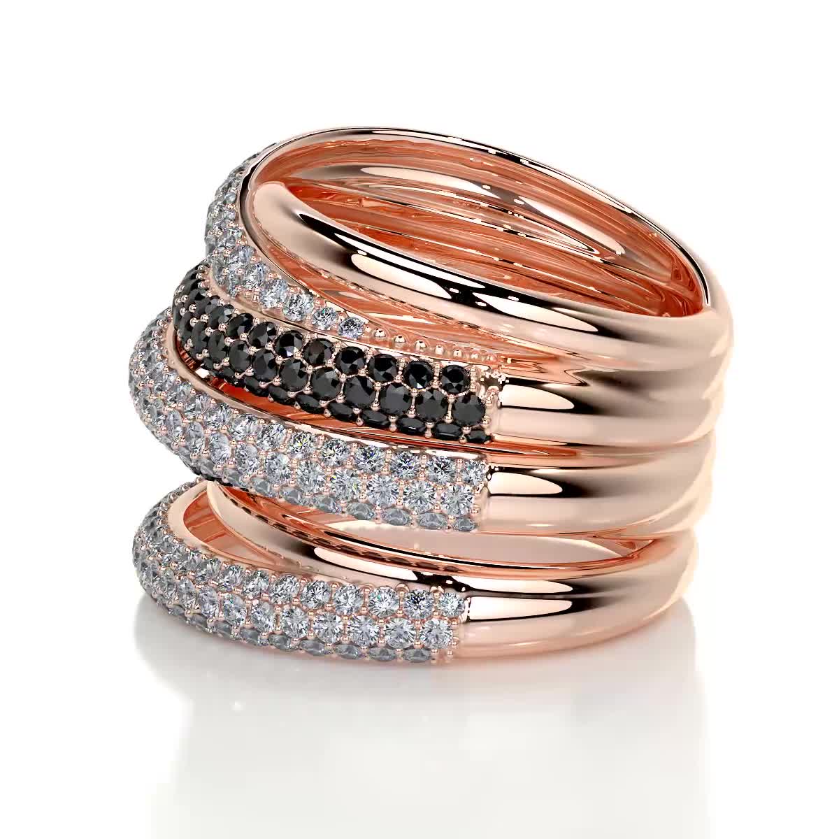 Aurora Black & White Diamond Wedding Ring (3 Carat) -14K Rose Gold、mySite、hinf8tx79