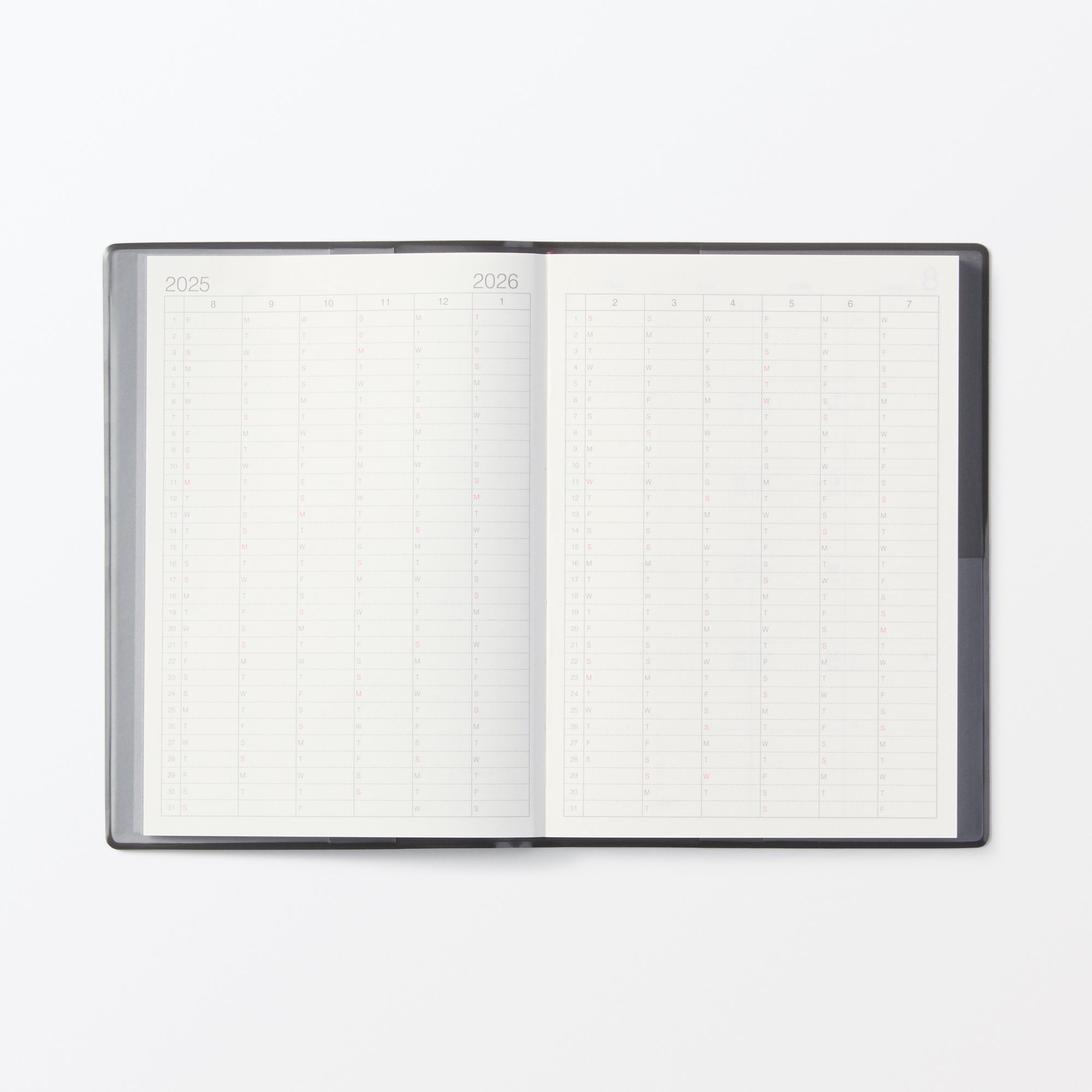  A6 Dark Gray Monthly/Weekly Planner From Aug. 2025 - Mon. Start、mySite、sugarbowlscore