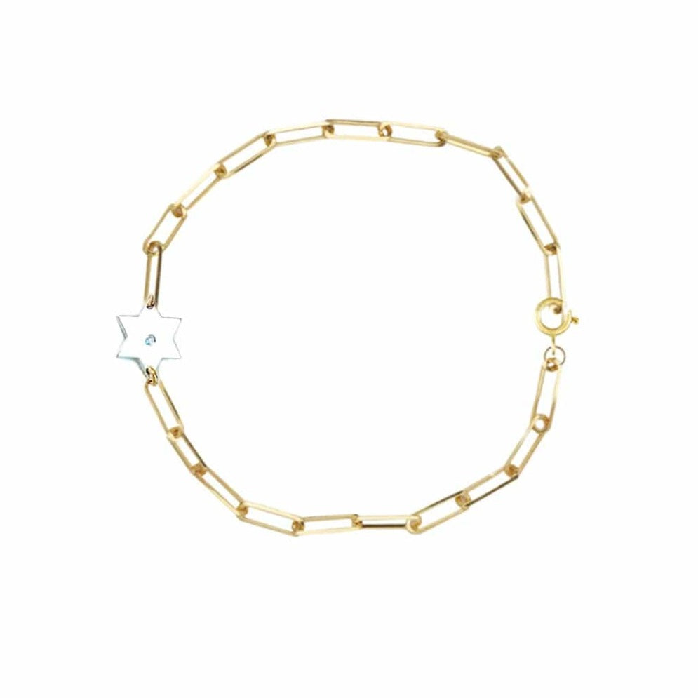 Dani Star of David Diamond Paperclip Bracelet - (Sterling Silver, Gold-Plated or Two-Tone)、mySite、topwebapps