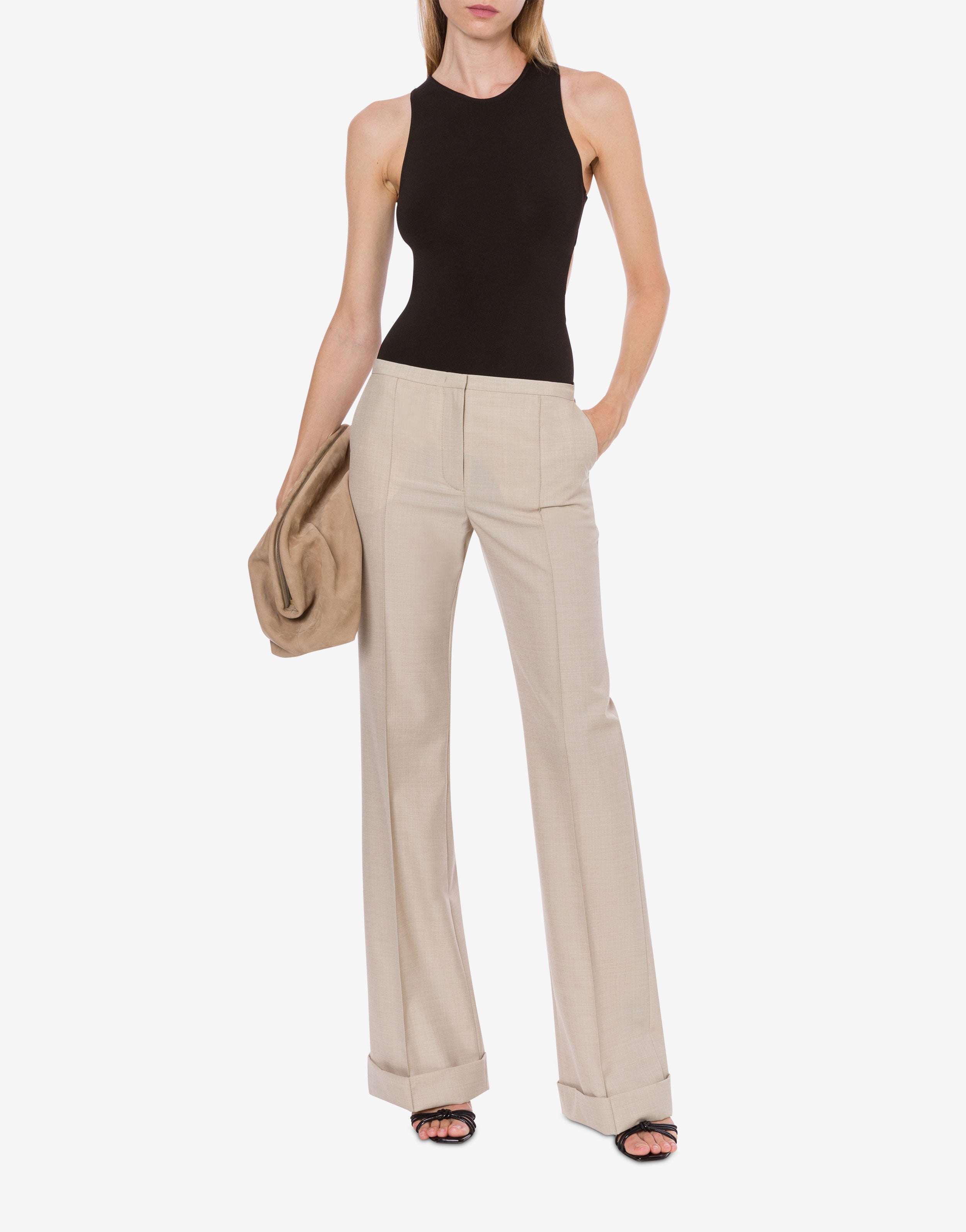 Pantalone a vita bassa in fresco di misto lana、mySite、aoinhome