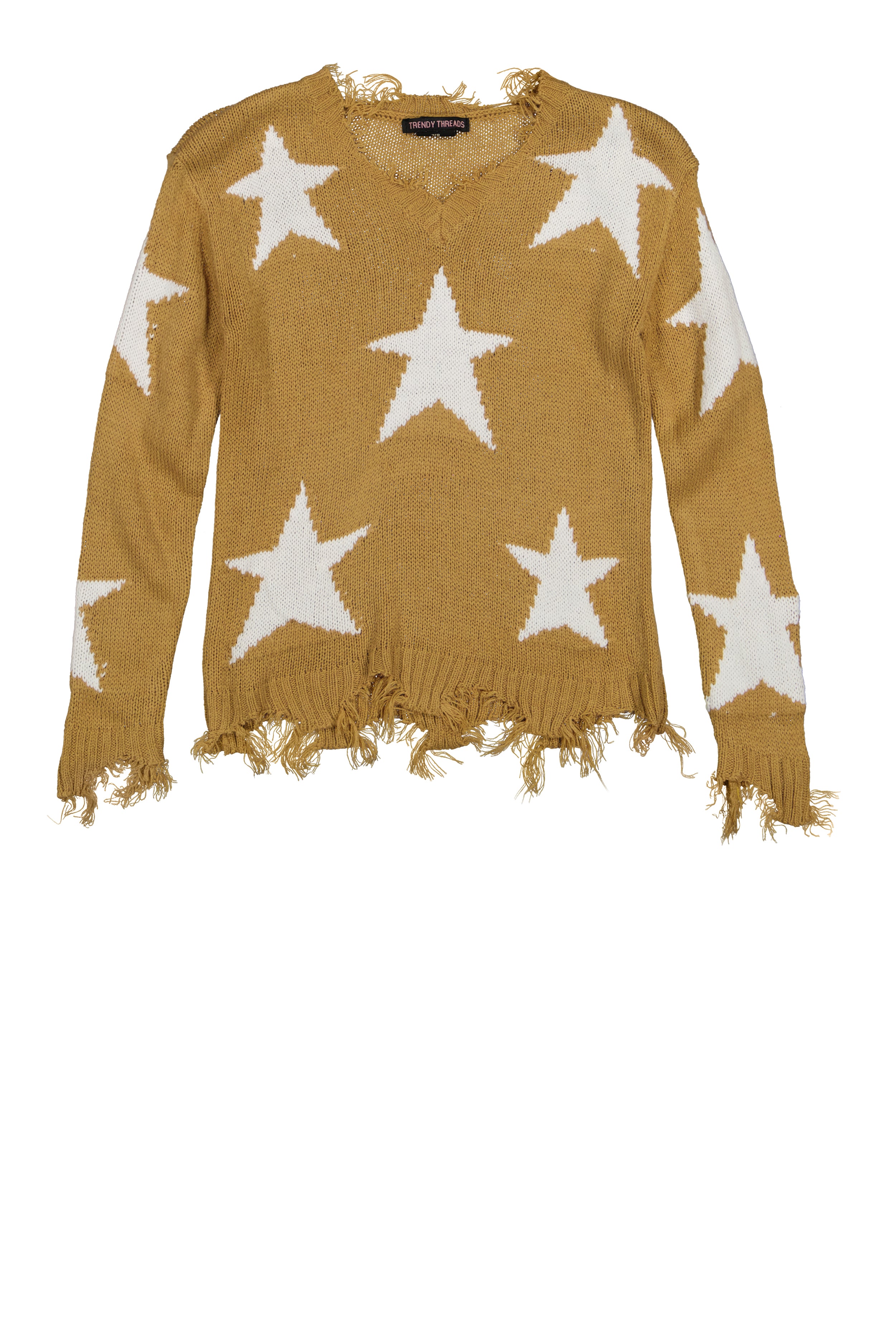 Girls Distressed Star Print Sweater、mySite、camillekostekn