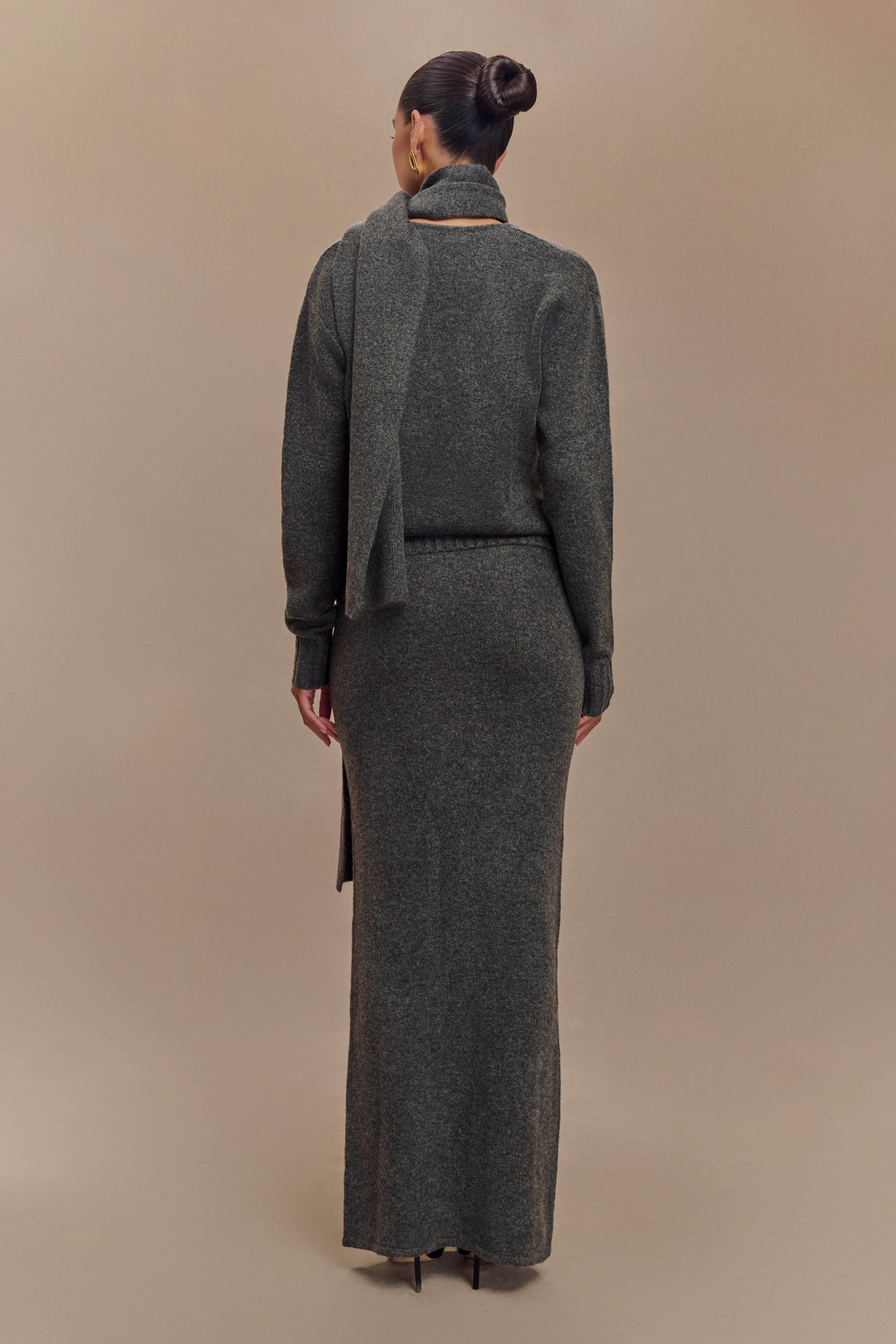 Elise Knit Maxi Skirt - Charcoal Marle、mySite、solidvoid