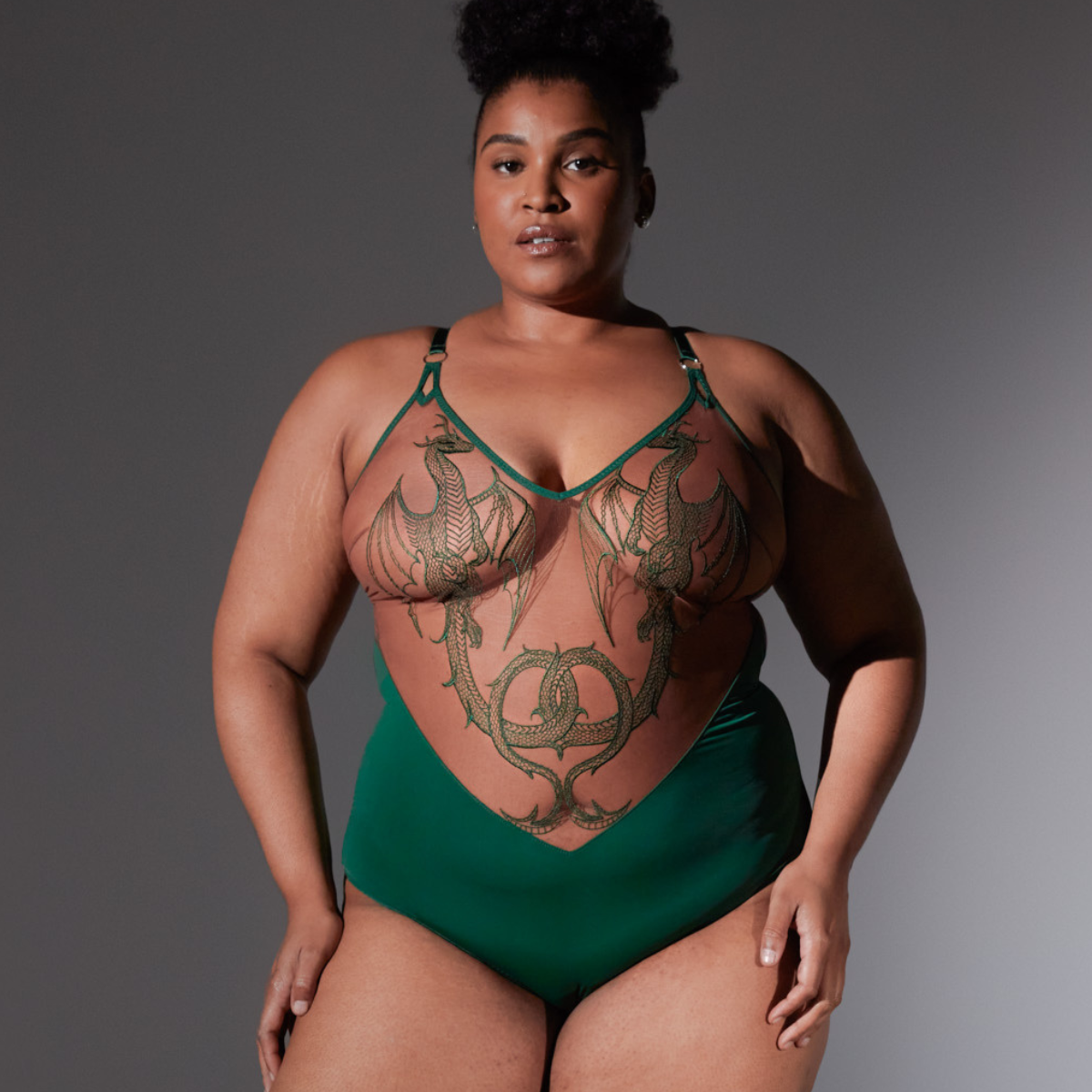 Dracona Bodysuit - Emerald - Available in Multiple Nudes - FINAL SALE、mySite、bengalsvssteelers