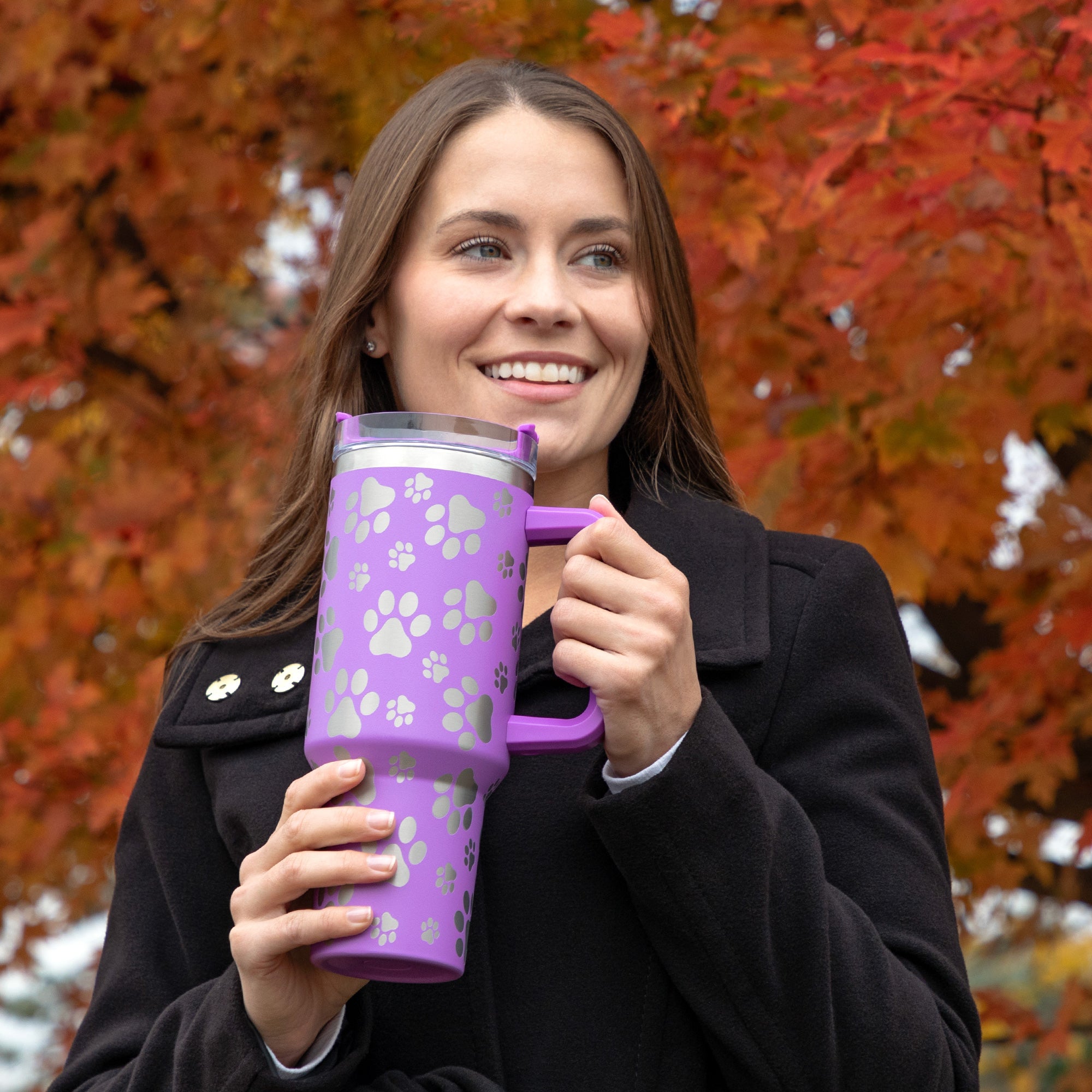 Paw Print Vacuum Sealed Stainless Steel Tumbler - 40 oz、mySite、camillekostekn