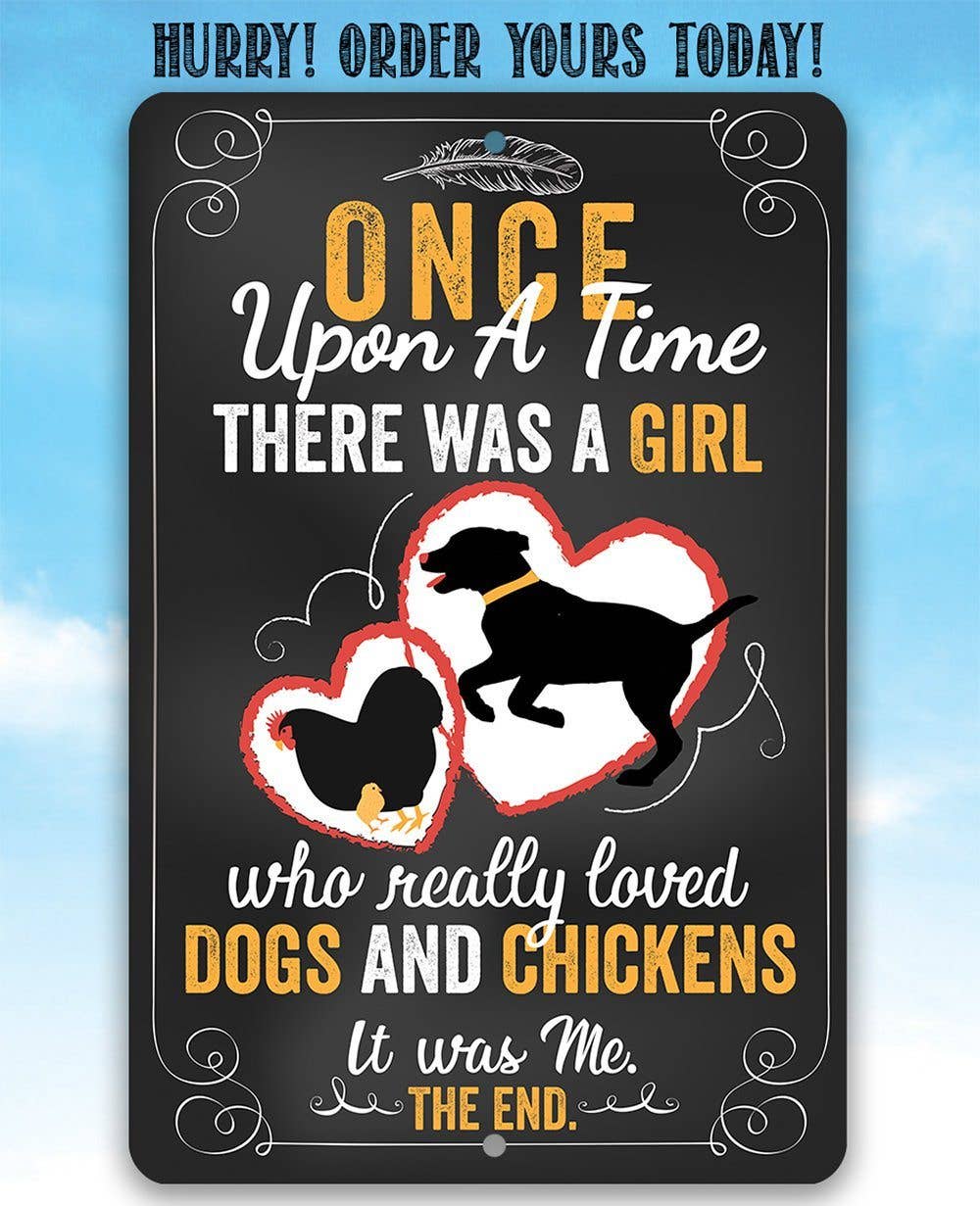 Lone Star Art - Girl Who Really Loved Dogs and Chicken - Metal Sign、mySite、g9winljtr