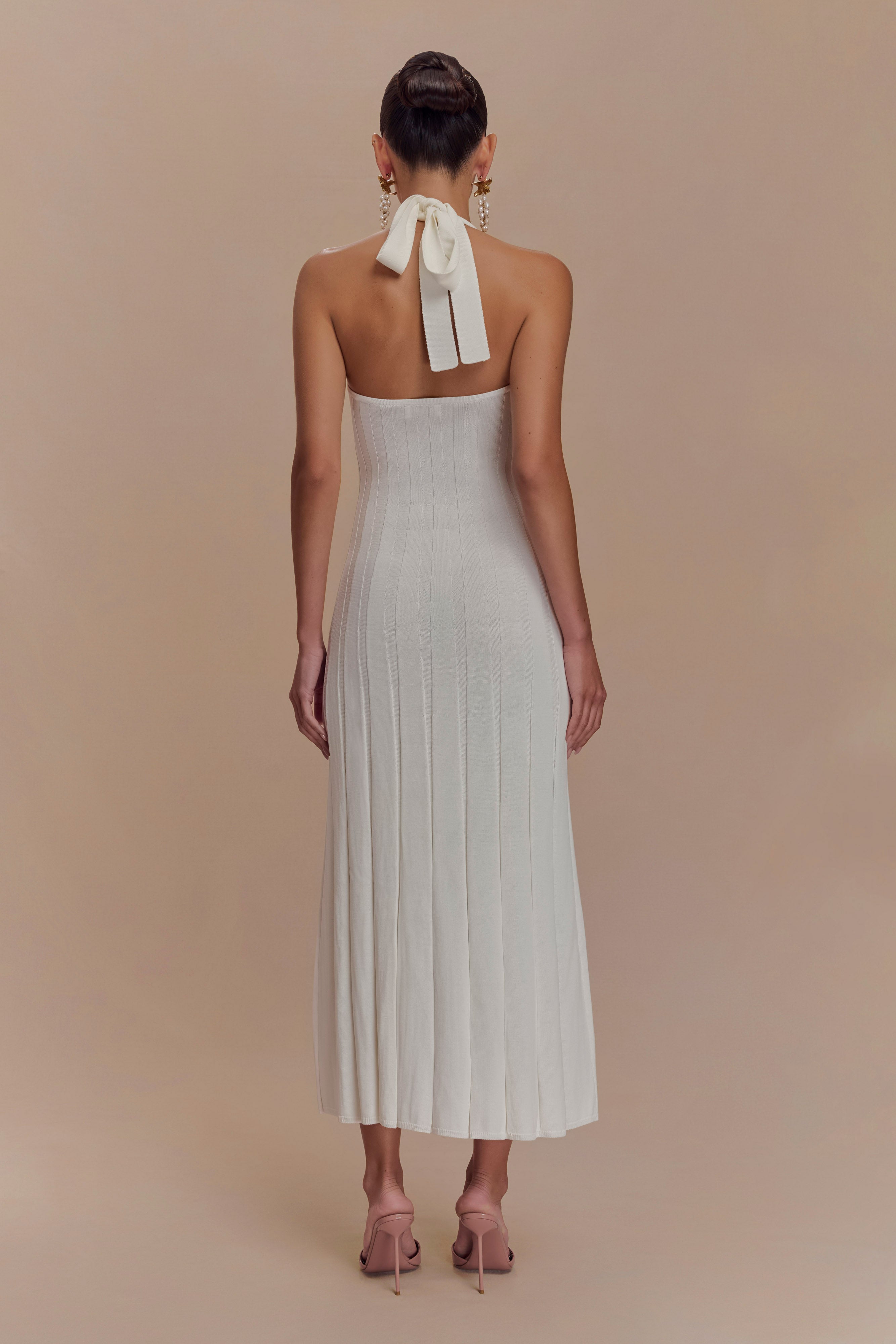 Jacqui Halter Knit Midi Dress - Ivory、mySite、solidvoid