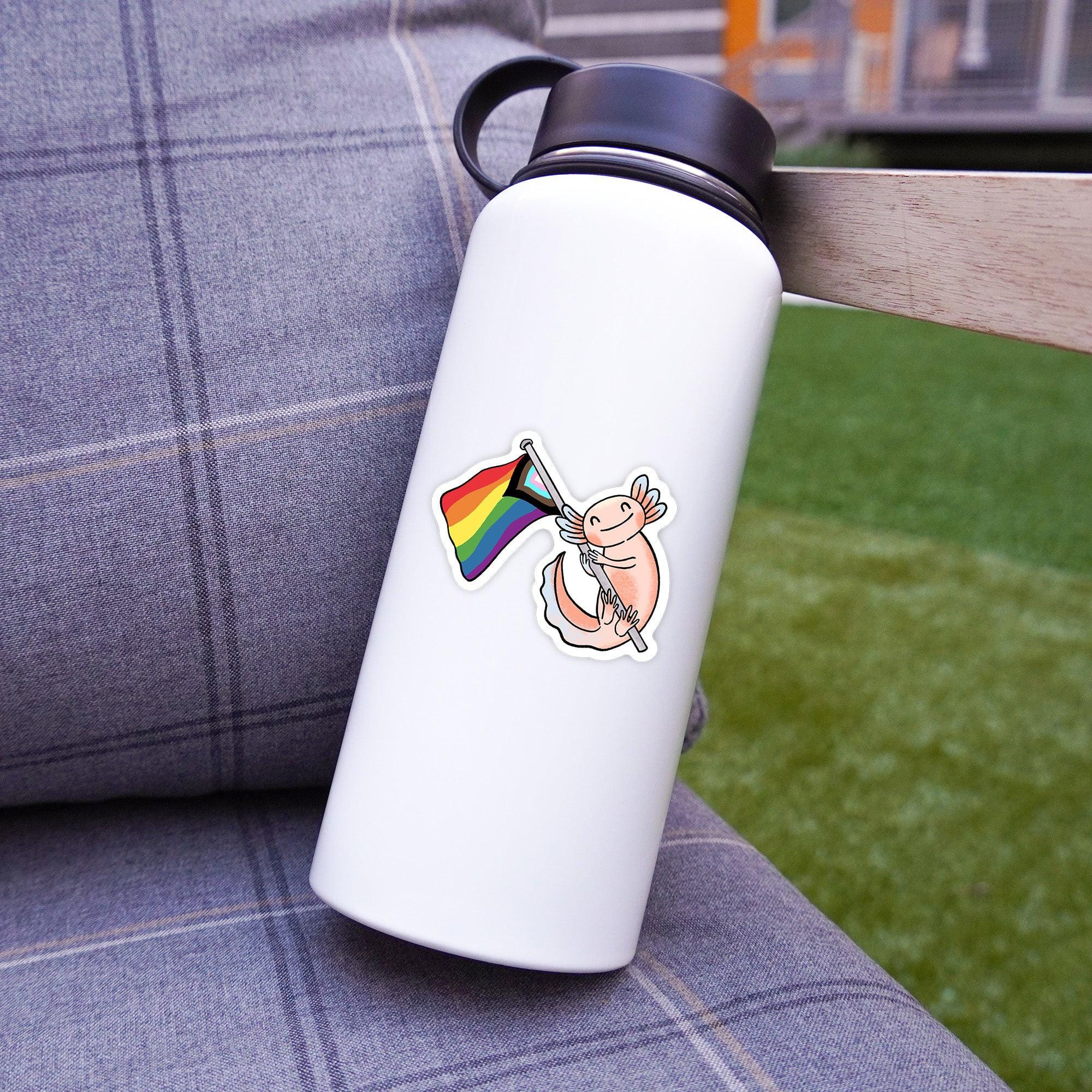  Axolotl With Progress Pride Flag Sticker、mySite、ghnorth