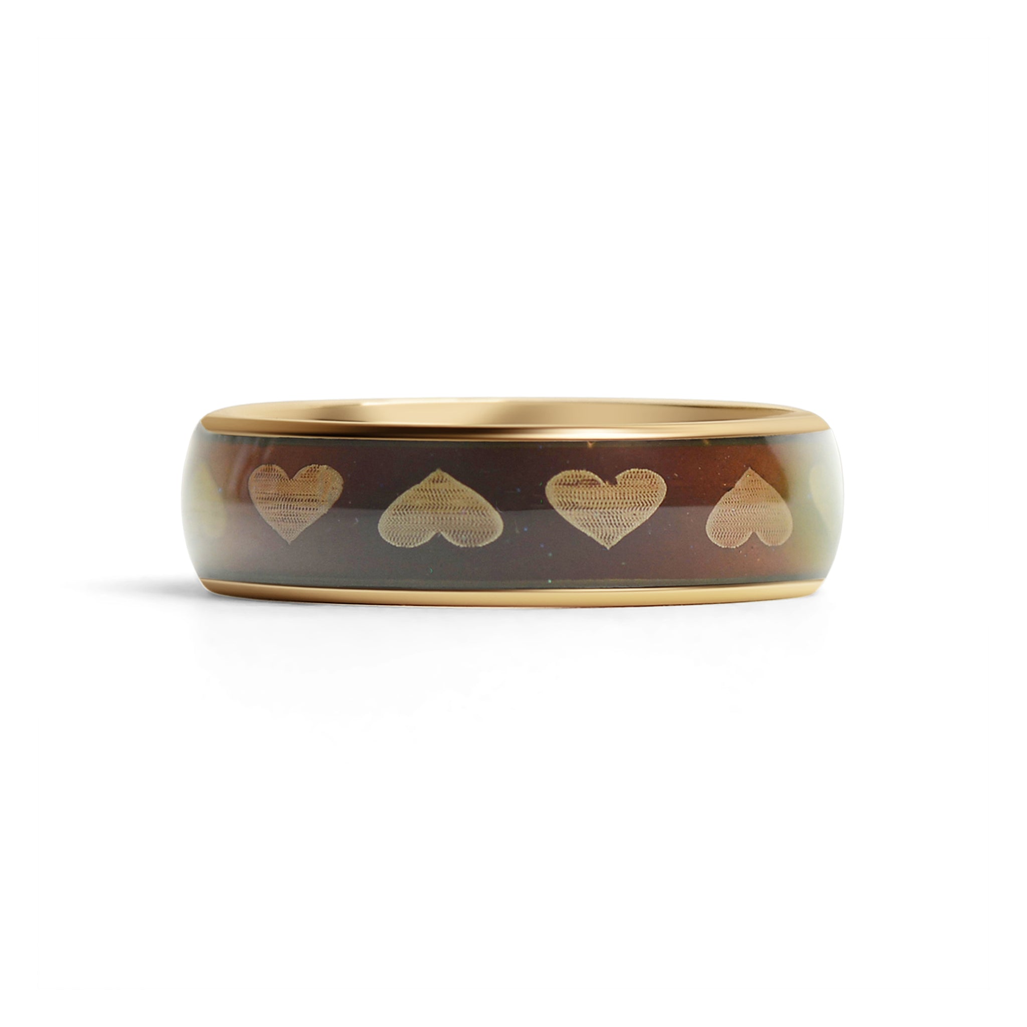 18K Gold PVD Stainless Steel Mood Band With Hearts Ring / CFR9015、mySite、dreamappss