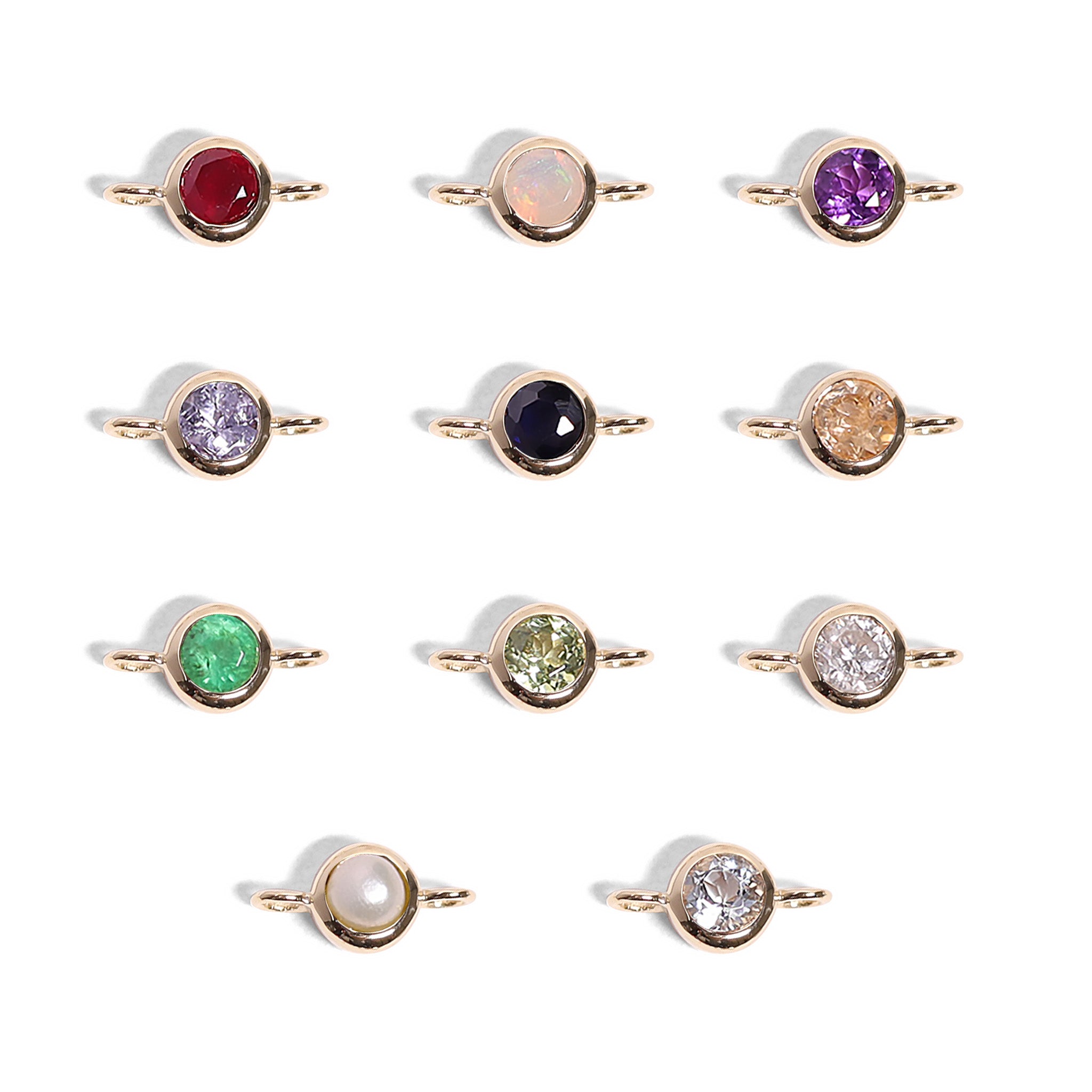 14K Solid Gold Birthstone Connector Charms for Permanent Jewelry / PMJ1030、mySite、dreamappss