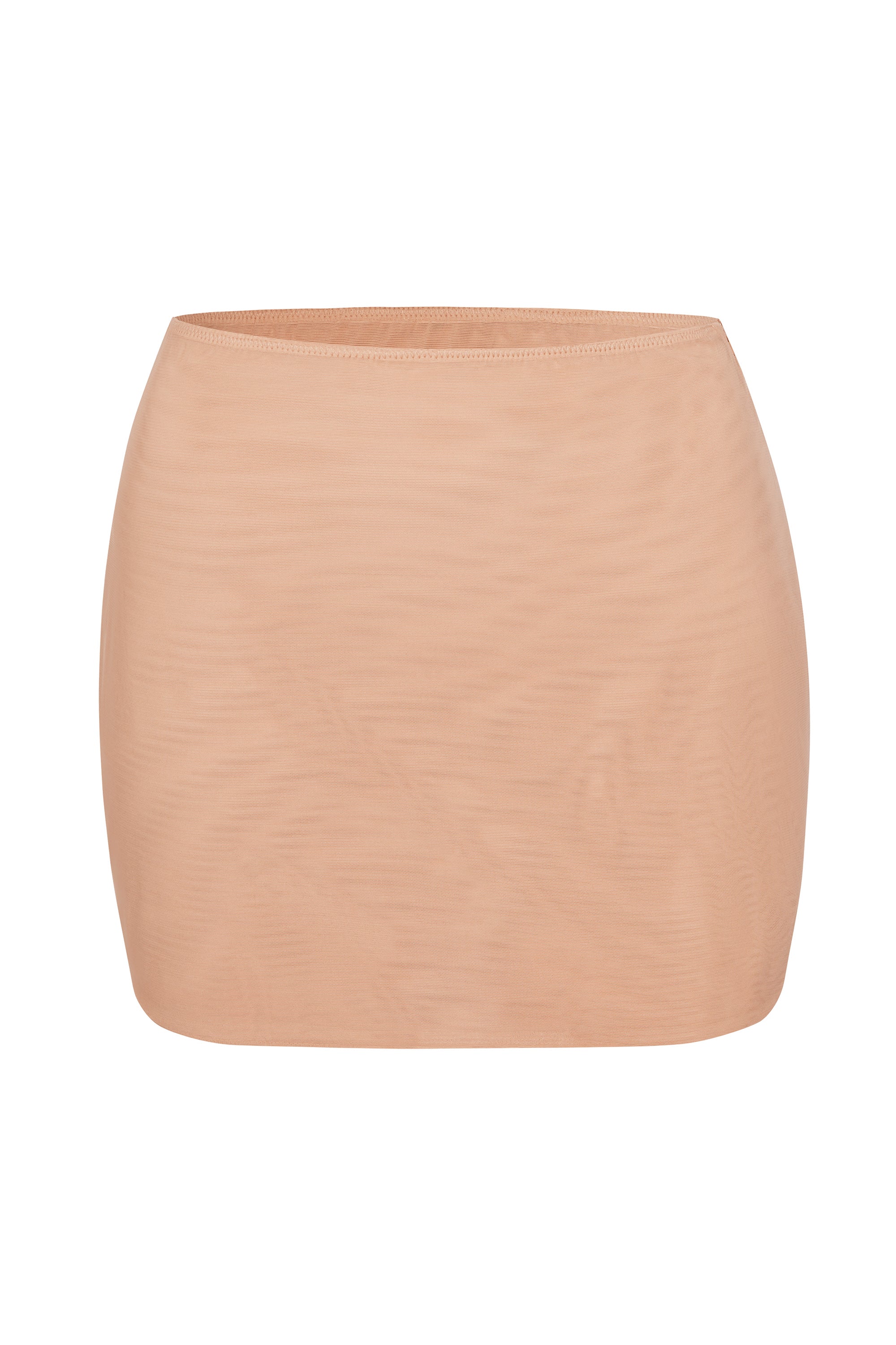 Soft Mesh Low-Rise Micro Mini Slip Skirt in Warm Peach、mySite、solidvoid