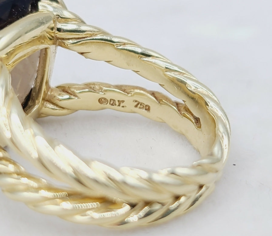 David Yurman 15mm Smoky Quartz Cushion Ring 18K Gold & Diamonds、mySite、hinf8tx79