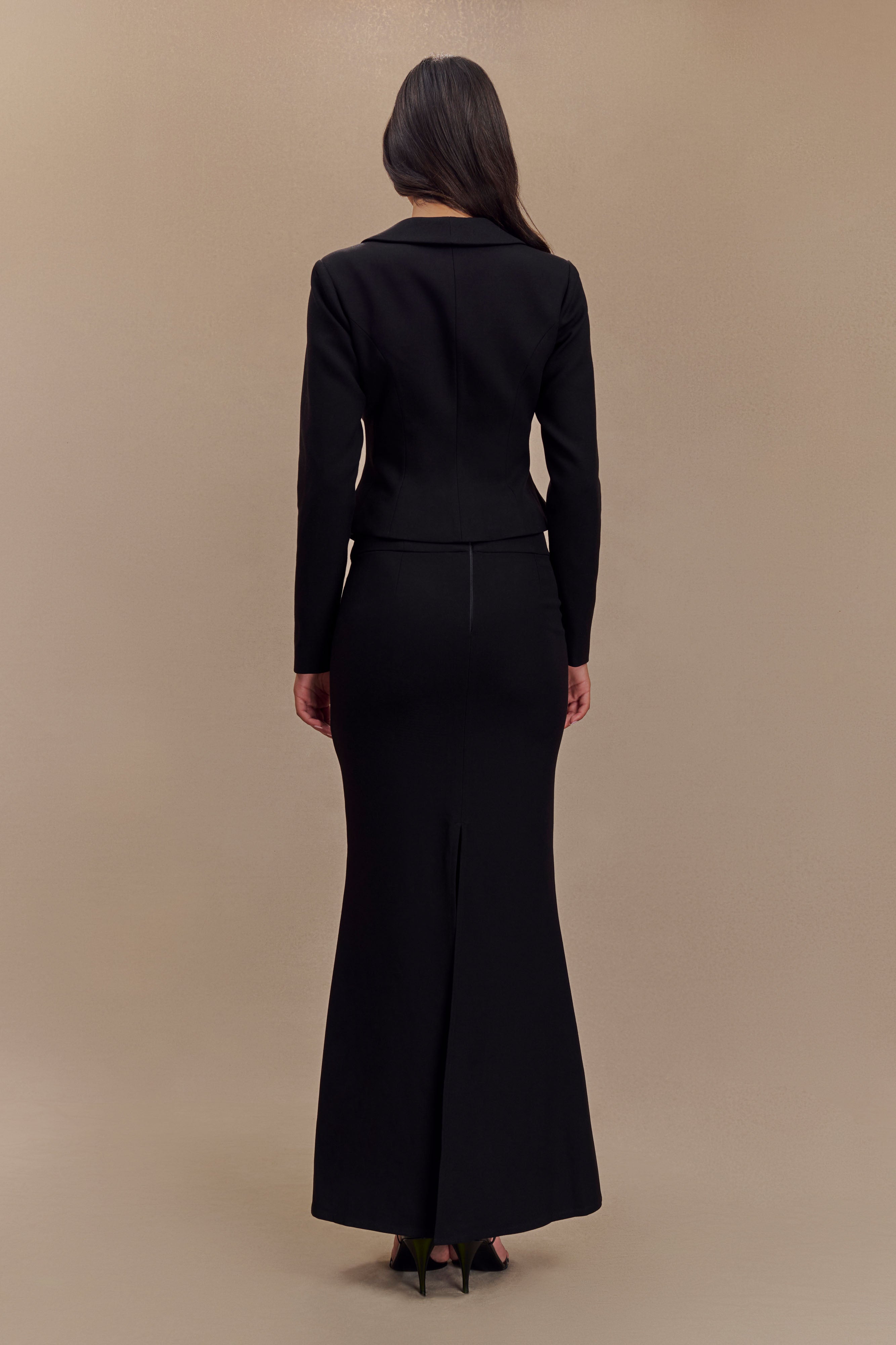 Gracia Suiting Long Sleeve Blazer - Black、mySite、solidvoid