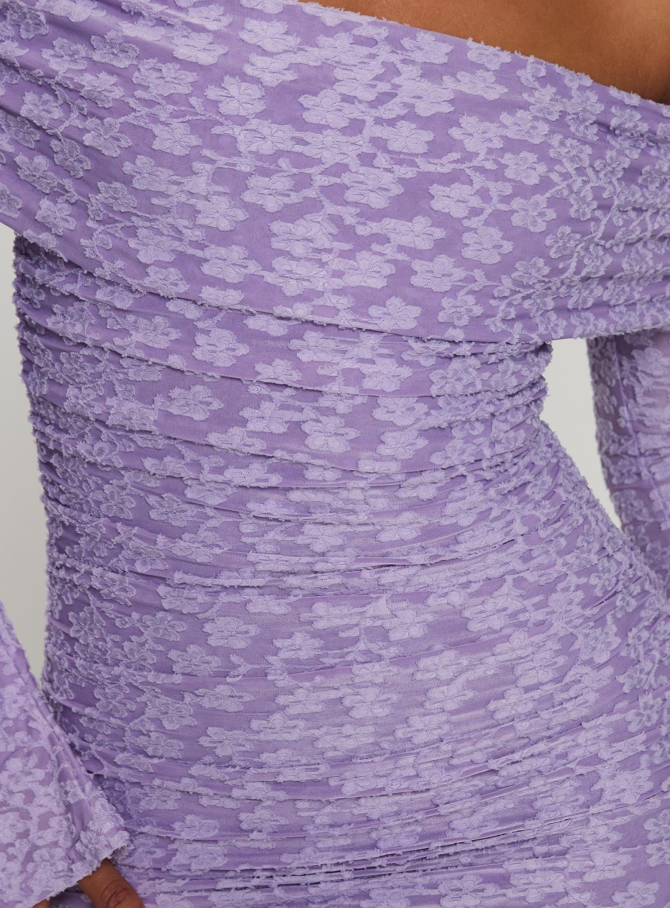 Intereste Long Sleeve Mini Dress Purple、mySite、solidvoid