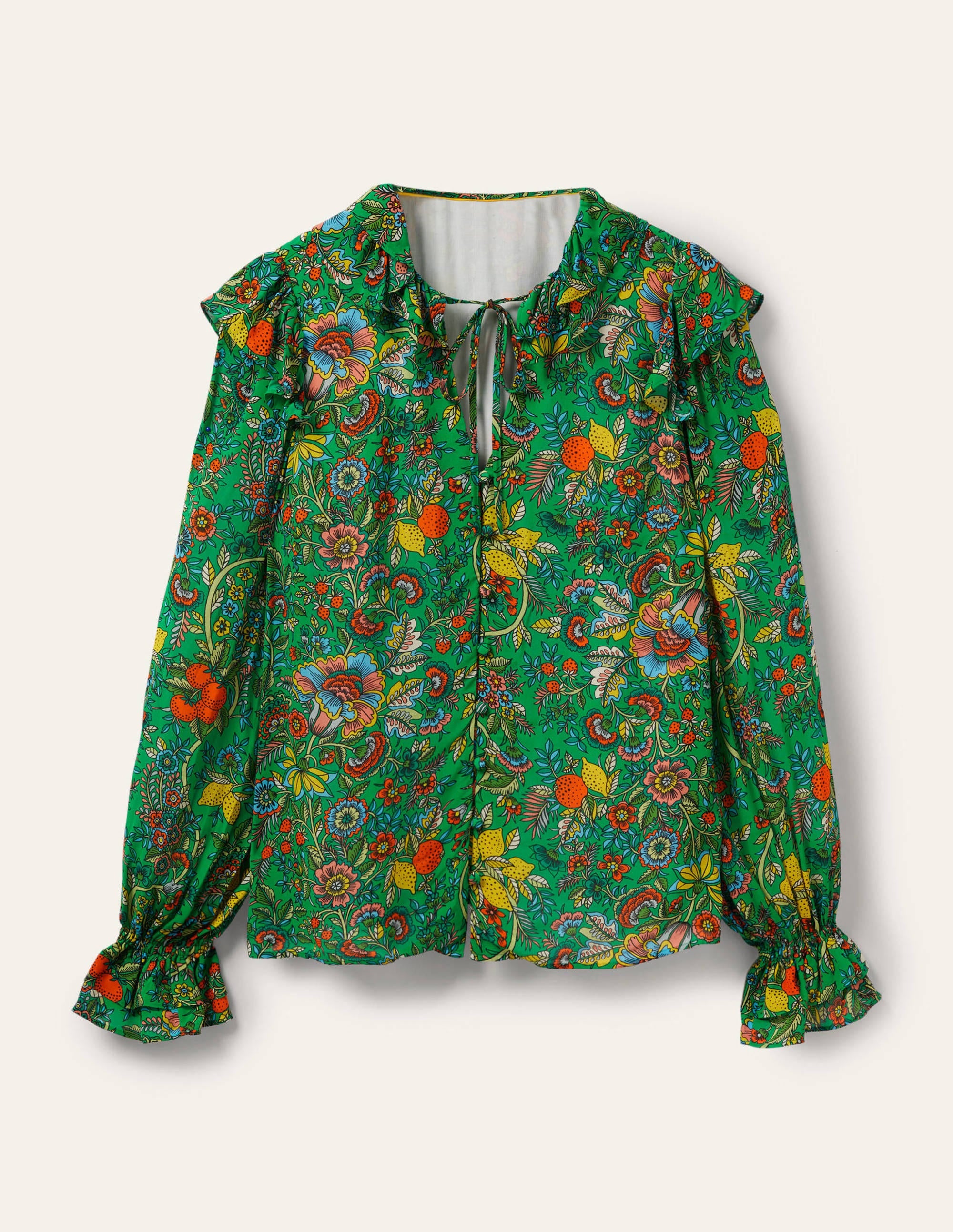  Ruffle Neck Blouse-Rich Emerald, Tropic Meadow、mySite、ashleygrahame