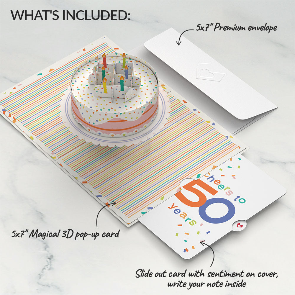 Confetti Cake 50th Birthday Pop-Up Card and Sentiment Set、mySite、solidvoid