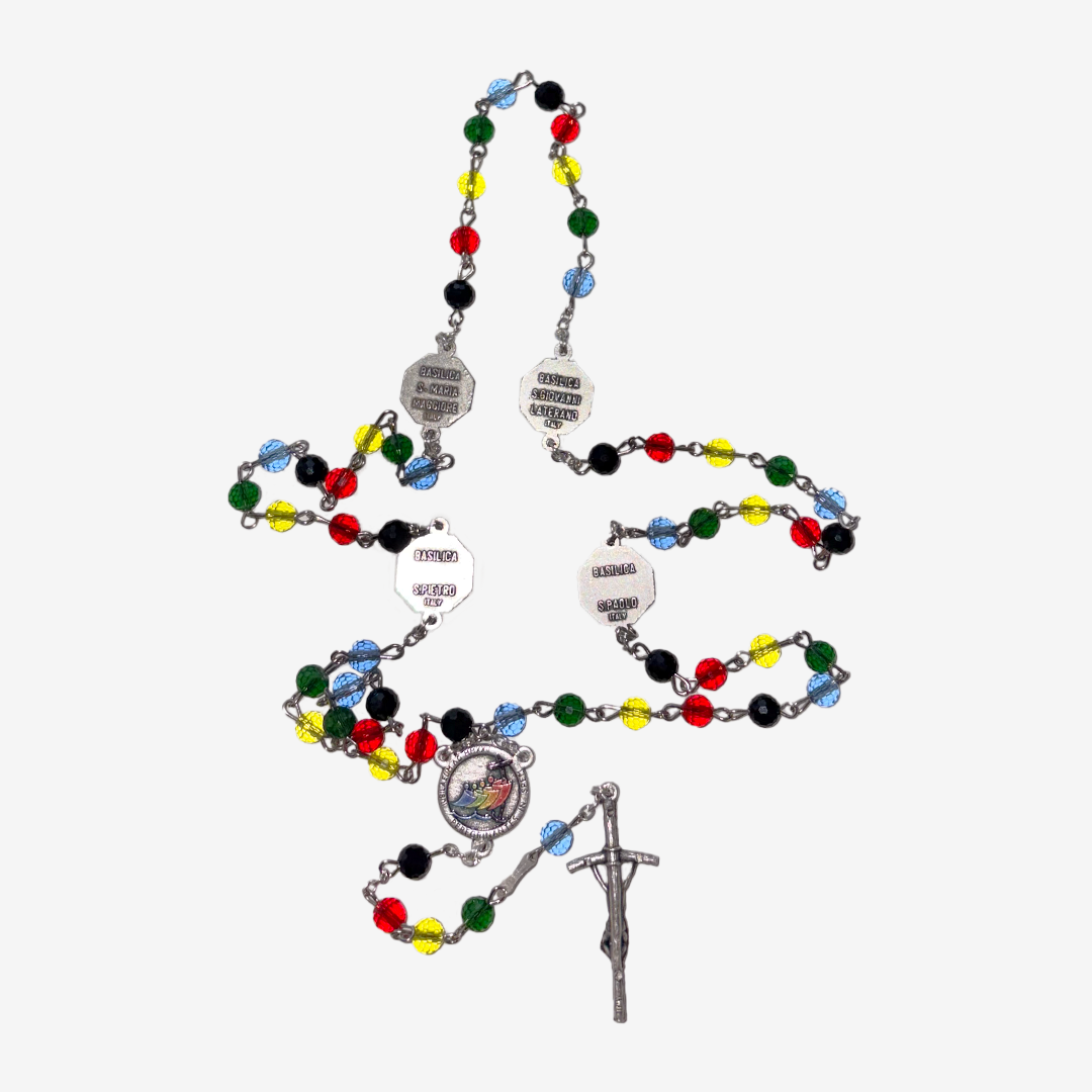 Rosario Giubileo 2025 con grani colorati in similperla、mySite、topwebapps