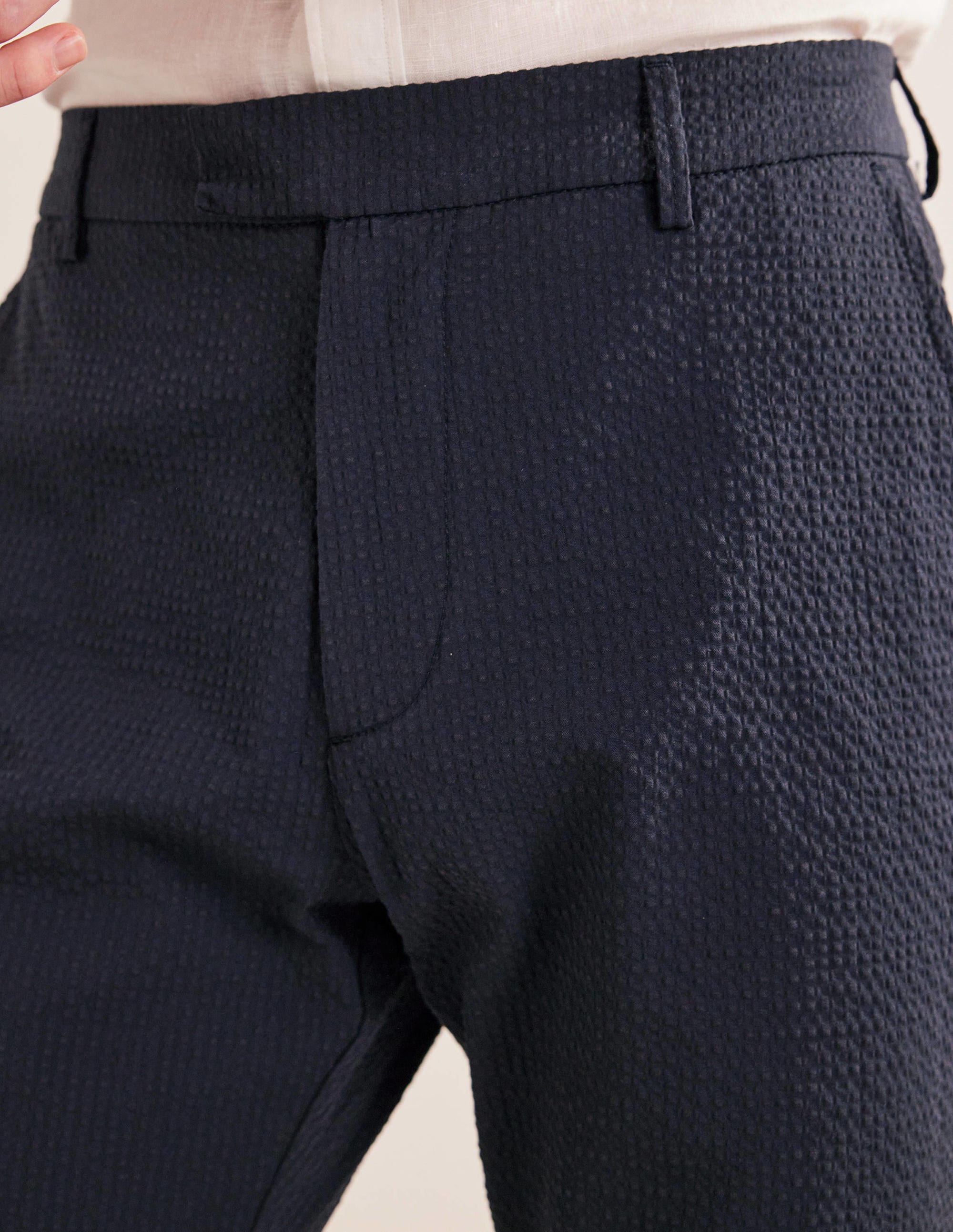  Smart Seersucker Trouser-Navy Seersucker、mySite、ashleygrahame