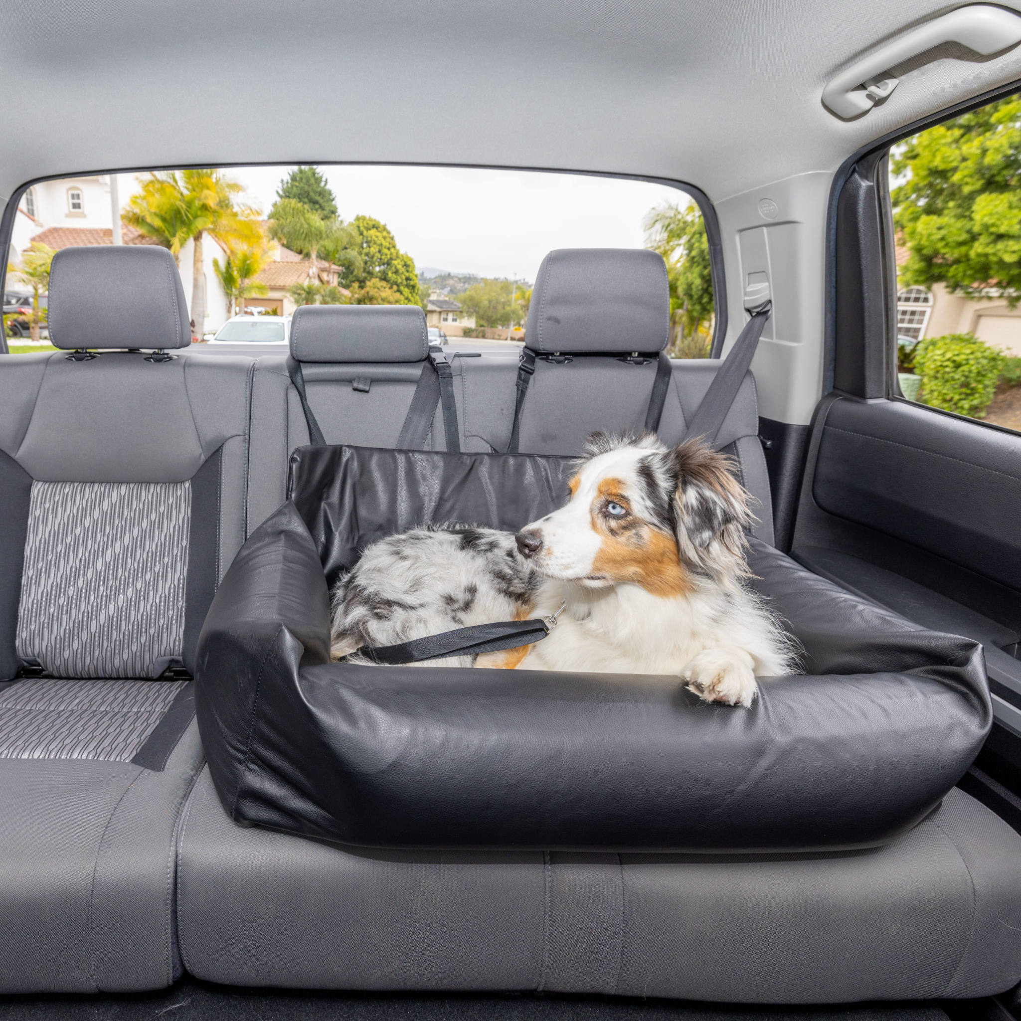 PupProtector™ Faux Leather Memory Foam Dog Car Bed - Black、mySite、solidvoid