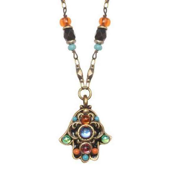 Michal Golan Hamsa Necklace with Multi-Colored Crystals、mySite、topwebapps