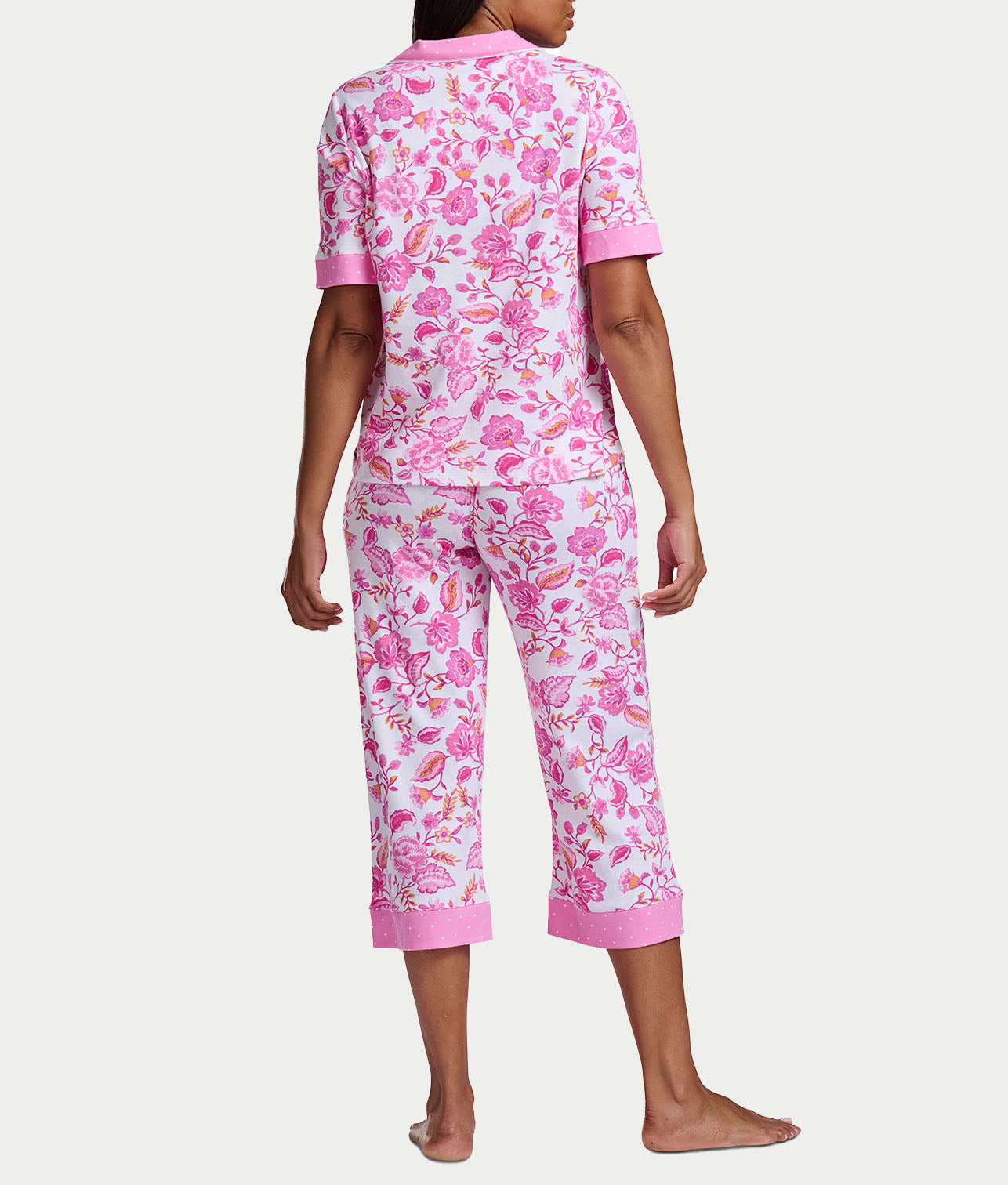 Petite Elbow Length Sleeve Knit Capri Pajama Set、mySite、bengalsvssteelers