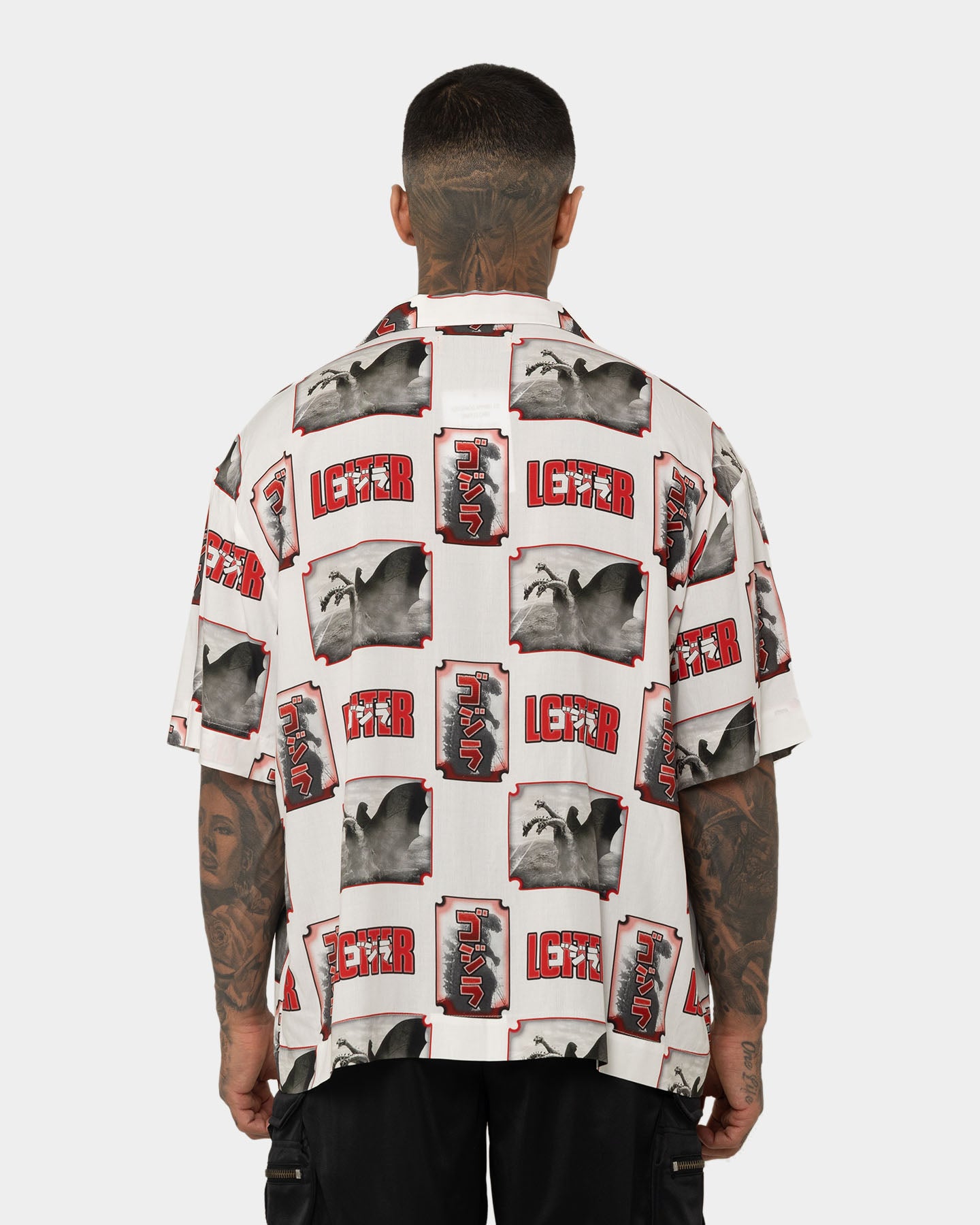 Loiter X Godzilla Godzilla Button Up Shirt White、mySite、zt4zffjzw
