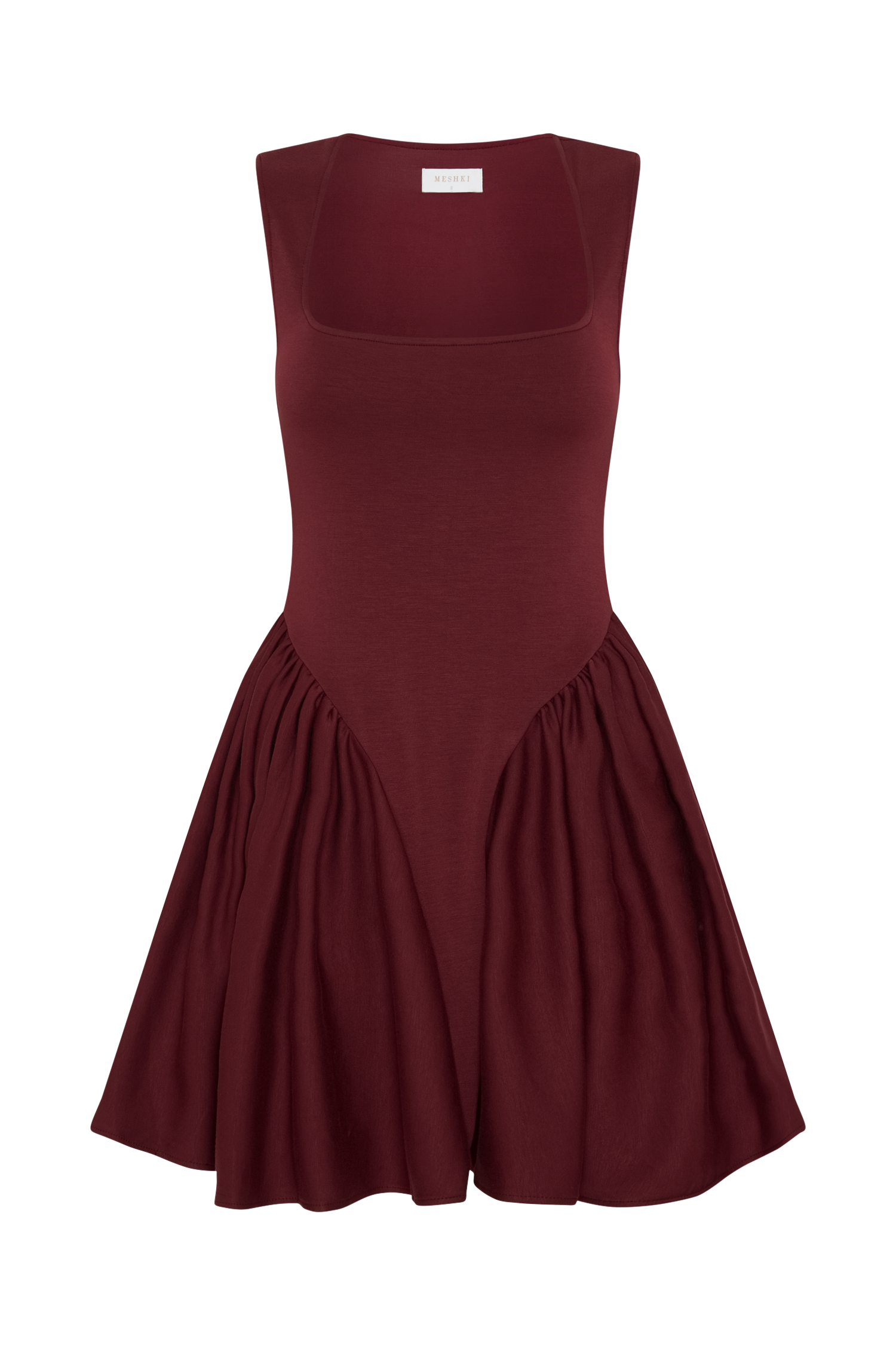 Sharon Scuba Jersey Mini Dress - Wine、mySite、solidvoid