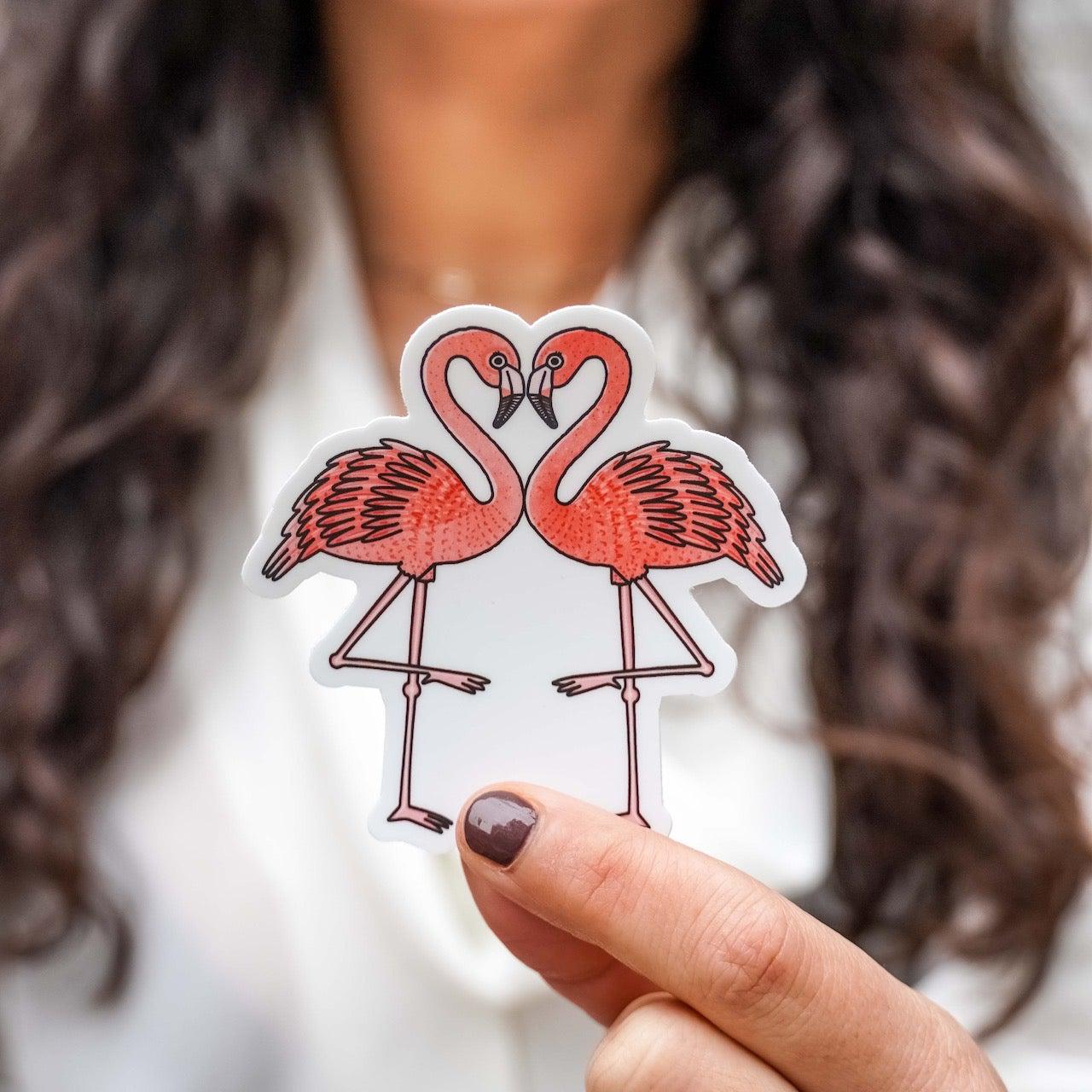  Pink Flamingos Heart Sticker、mySite、ghnorth