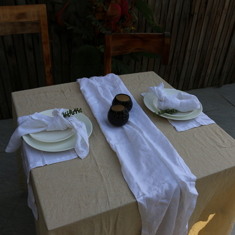 Pure Linen Table Cover | Solid Color | Beige、mySite、camillekostekn