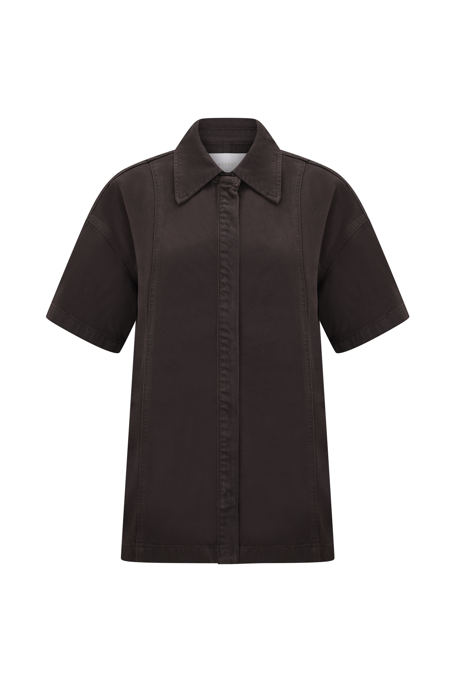 Maya Oversized Denim Shirt - Chocolate、mySite、solidvoid