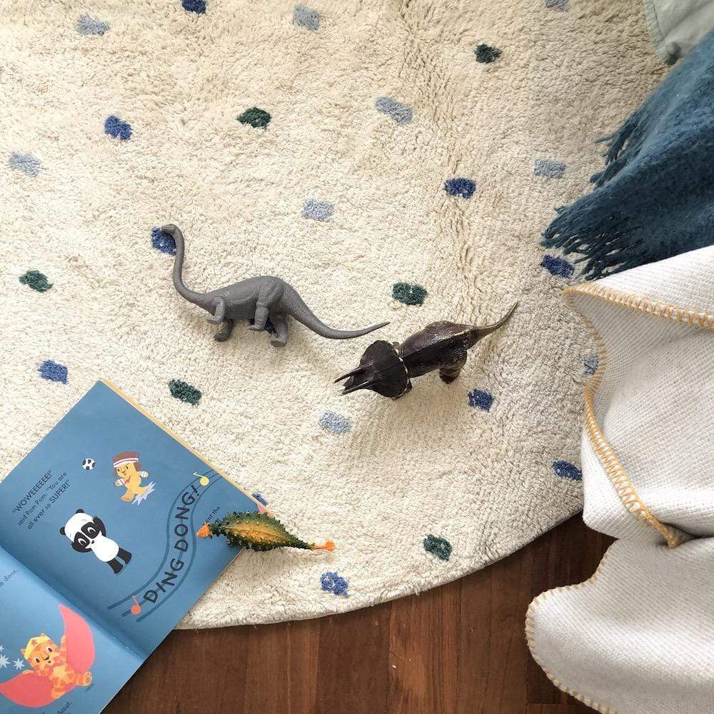 Cotton Berber Going Dotty Blue Round Washable Area Rug、mySite、gigharbornorthrealestate