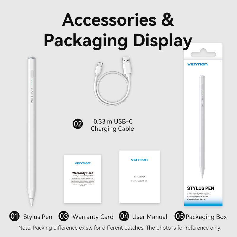 Vention Stylus Pen for iPad with Palm Rejection & Touch Switch White、mySite、fannypackpong