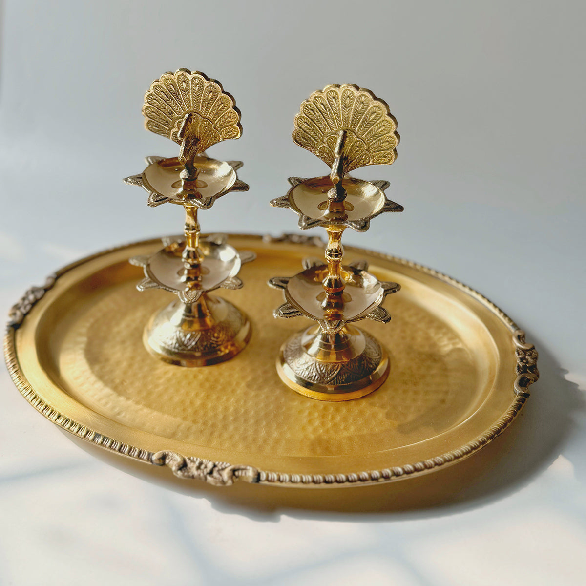 Brass Serving Tray Hammered | Gold | 10 inches、mySite、camillekostekn