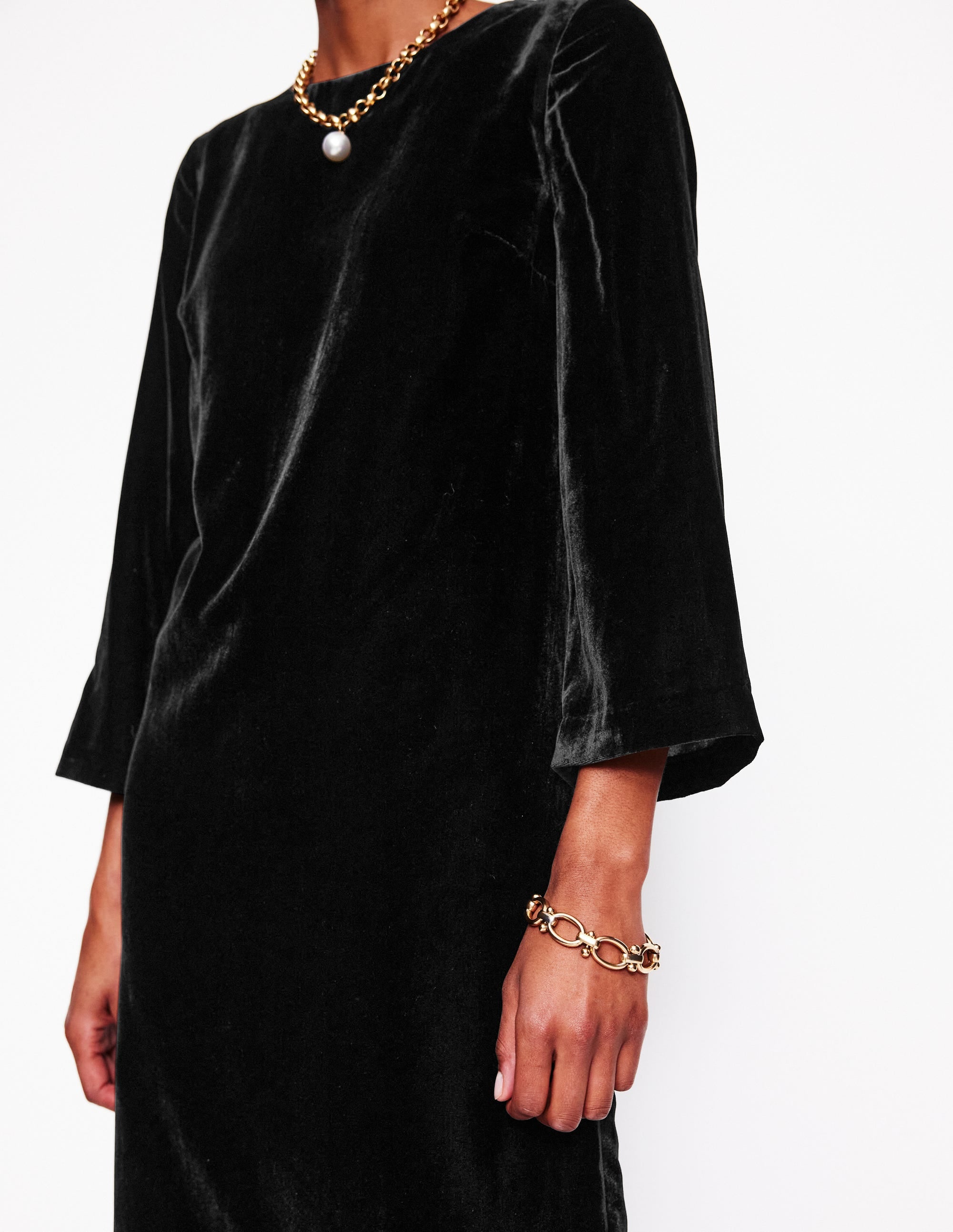  Long Sleeve Velvet Shift Dress-Black、mySite、ashleygrahame