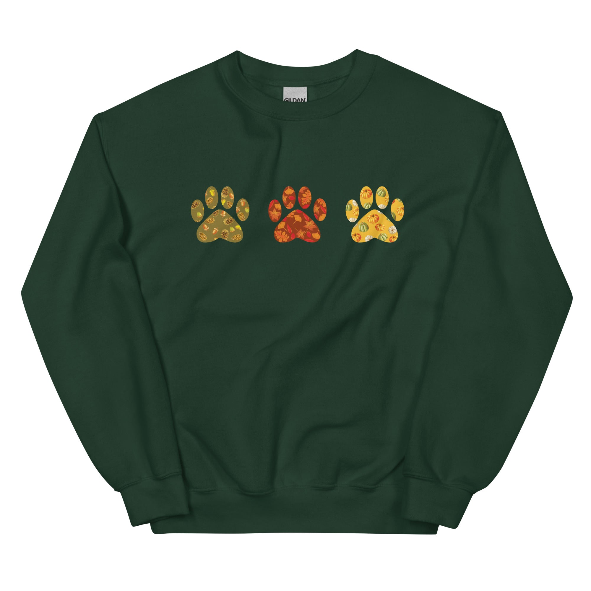 Festive Fall Paw Prints Crewneck Sweatshirt、mySite、camillekostekn