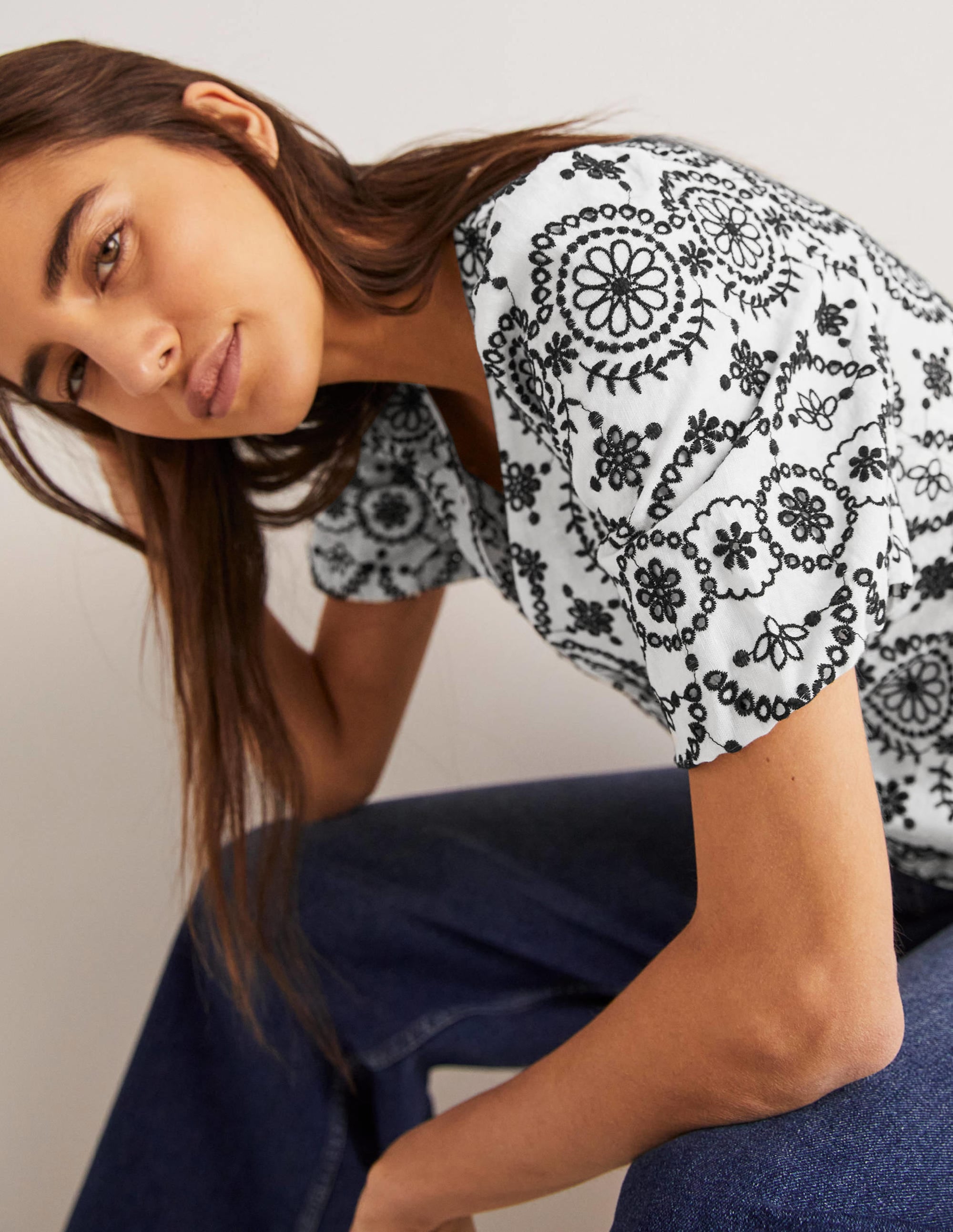  Puff Sleeve Button Blouse-White、mySite、ashleygrahame