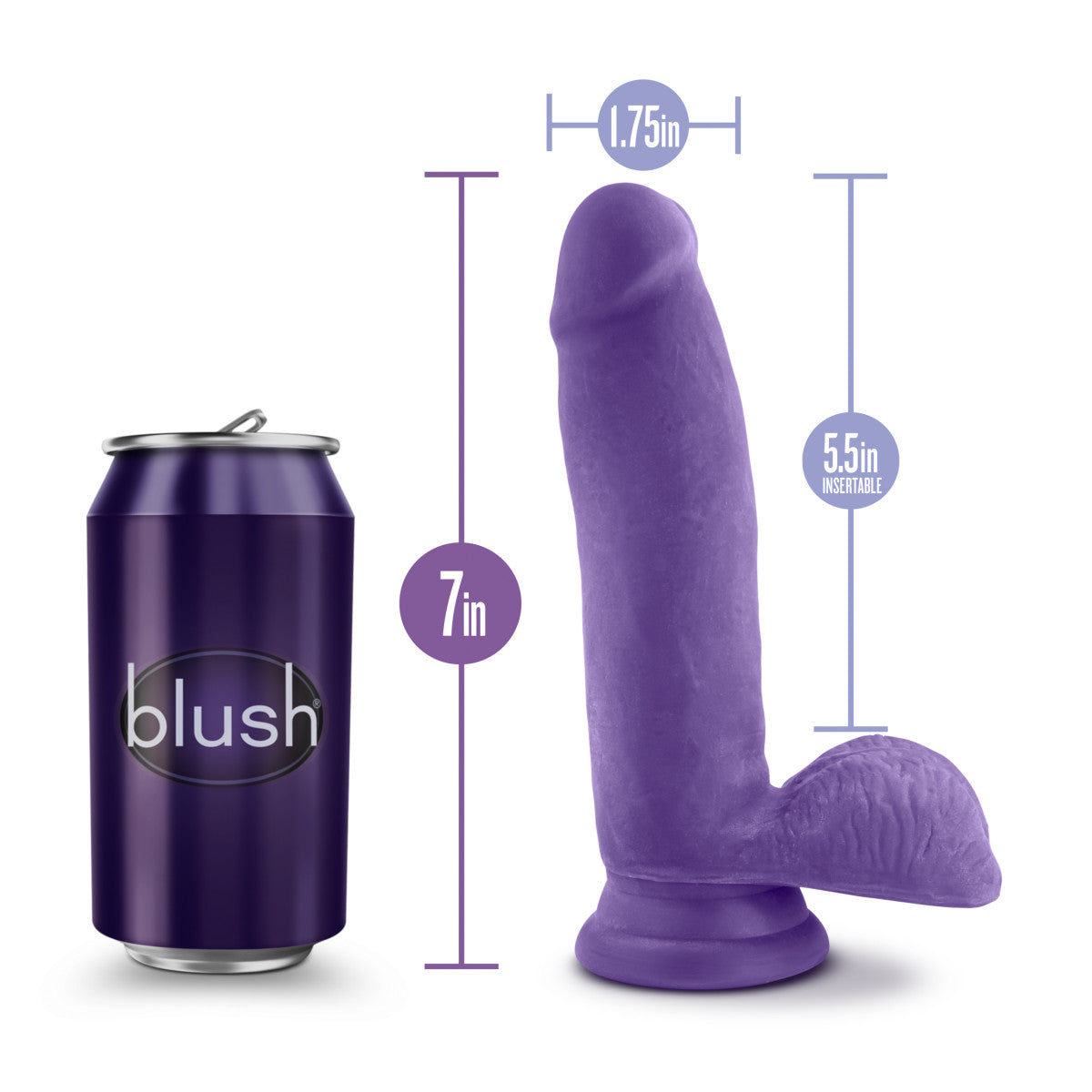 Au Naturel Bold By Blush® | Pleaser Realistic Purple 7-Inch Long Dildo With Balls & Suction Cup Base、mySite、bottomscart