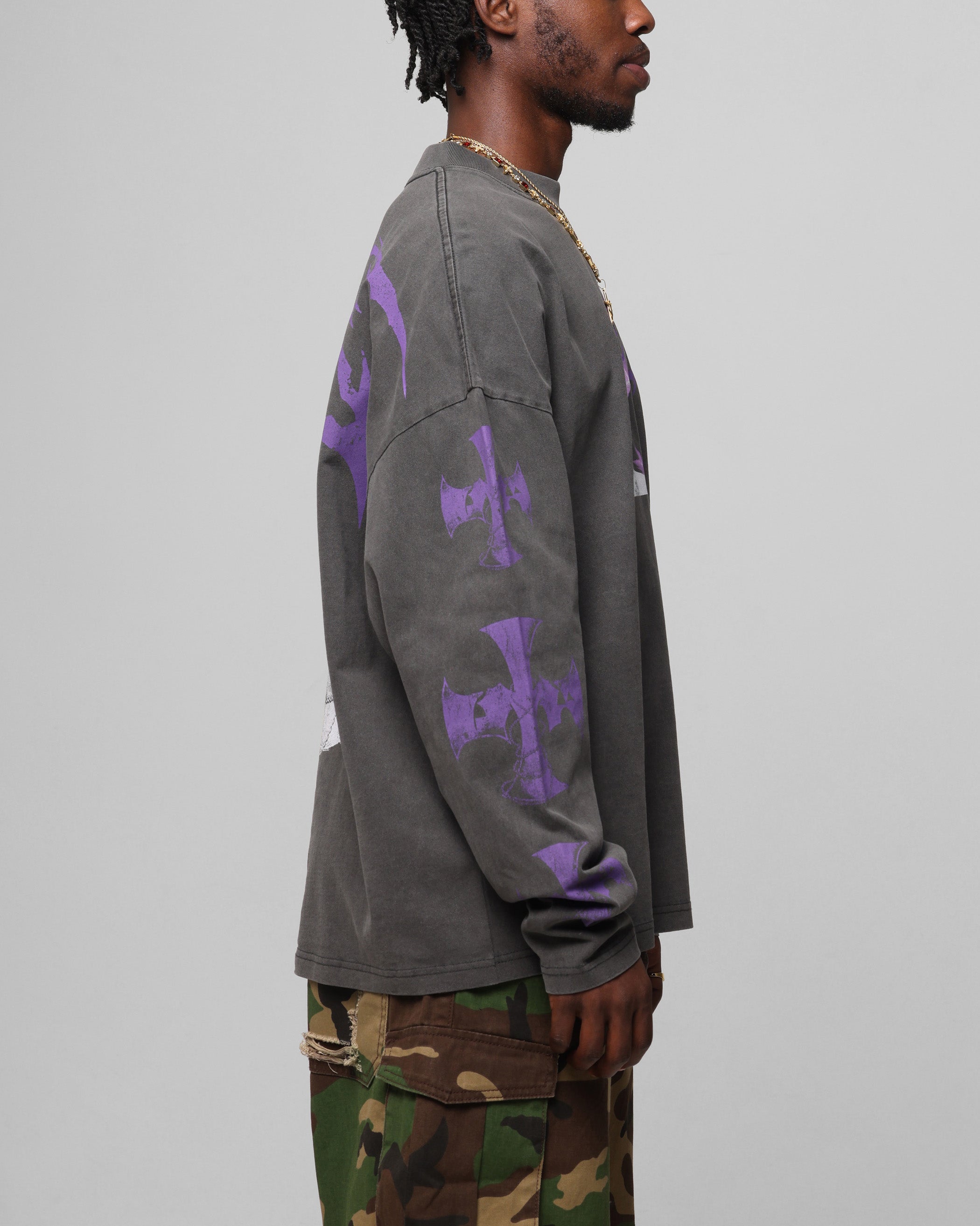 Loiter Angel Number Long Sleeve T-Shirt Charcoal、mySite、zt4zffjzw