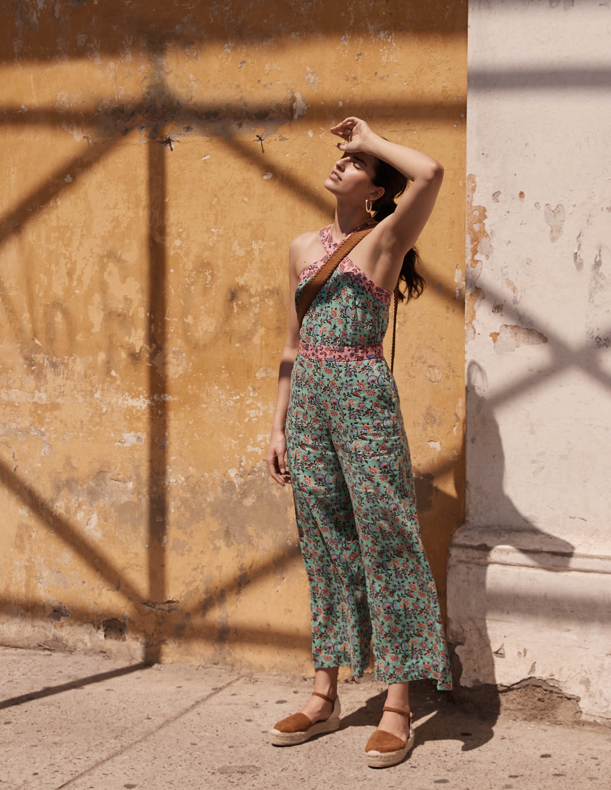  Cross Over Linen Jumpsuit-Green Lagoon, Oriental Meadow、mySite、ashleygrahame