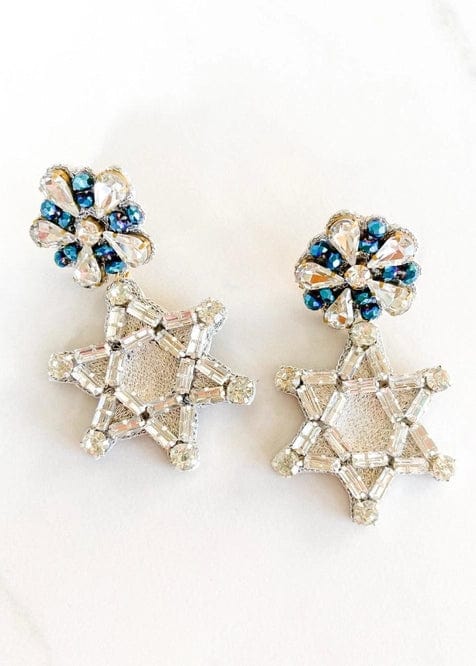Sparkly Silver and Blue Star of David Earrings、mySite、topwebapps