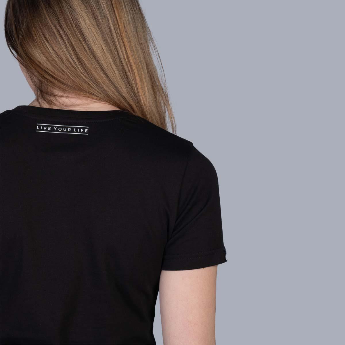  Stay Strong Word Box Reflective Ladies T-Shirt - Black、mySite、merchandisen