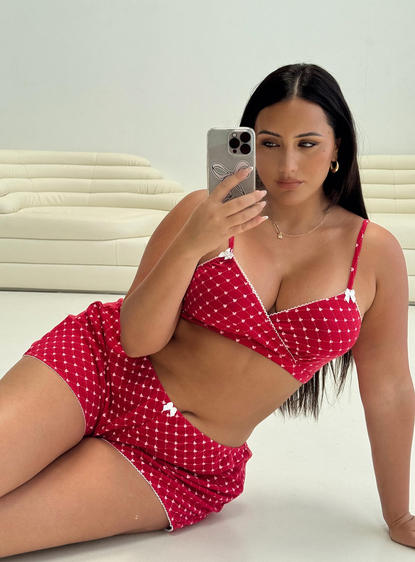 Slow Start Pointelle Sleep Short Red Curve、mySite、solidvoid