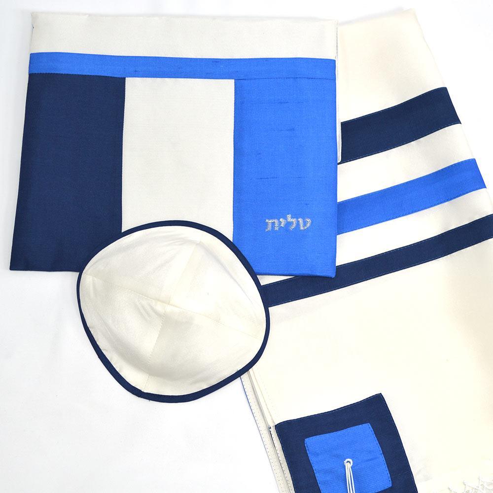 White and Blue Israsilk Talis 3 Piece Set、mySite、topwebapps