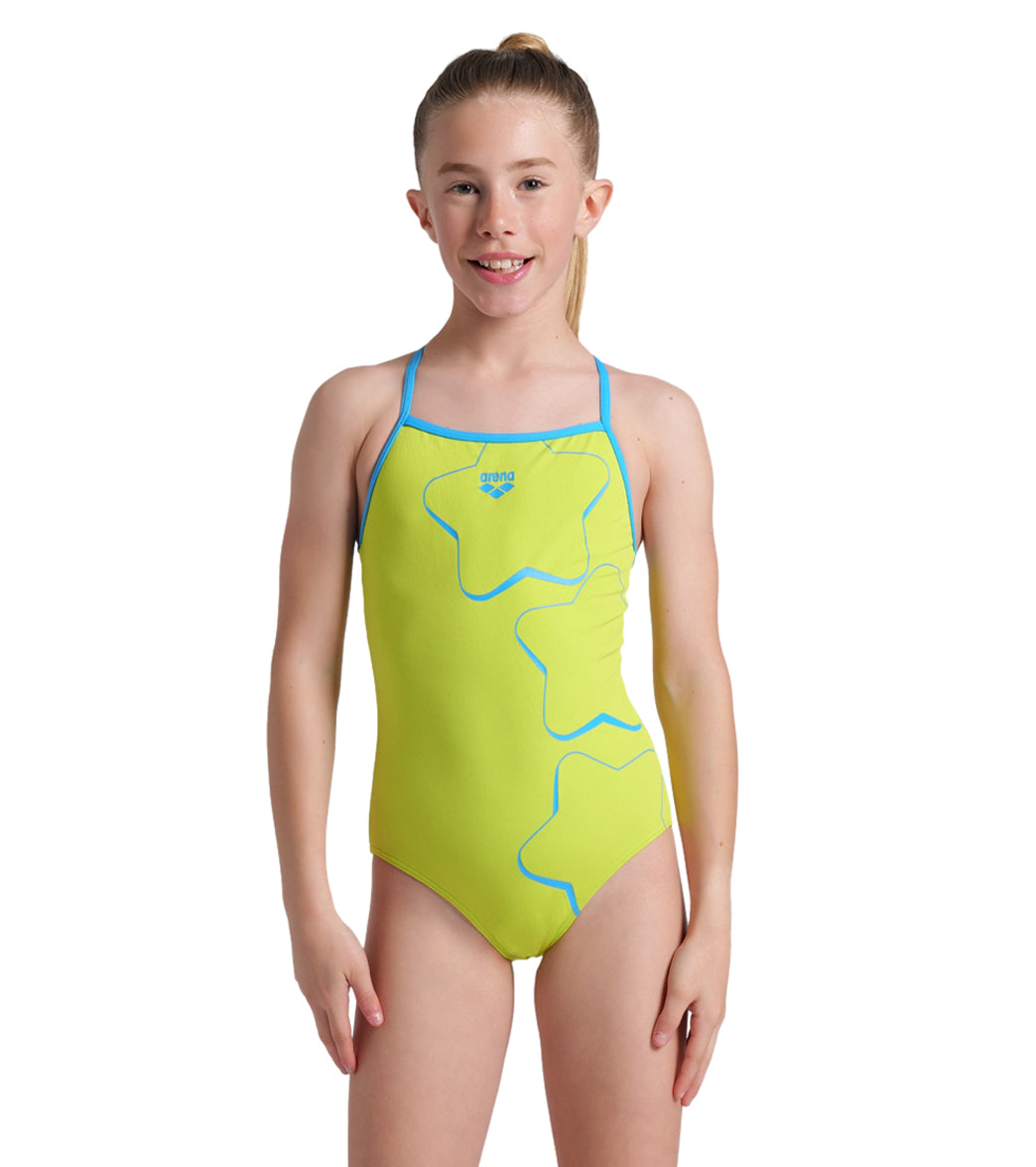 Arena Girls' Star Graphic Light Drop Back Swimsuit Lightdrop Back (Little Kid, Big Kid)、mySite、noshort